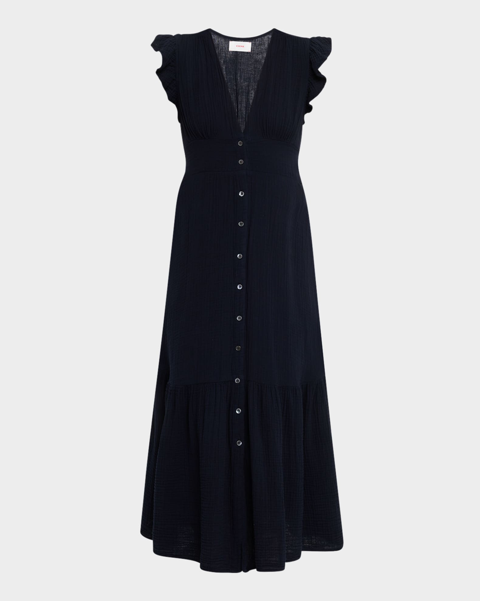 Davana Ruffle Cotton Gauze Midi Dress 0