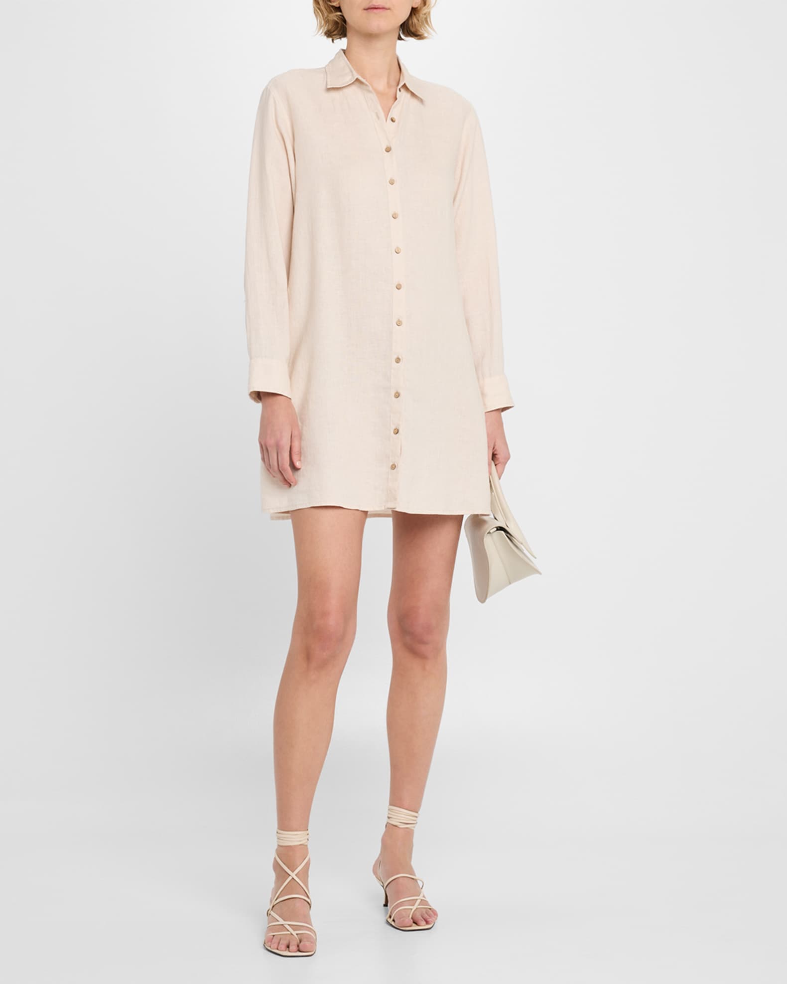 Xirena Bobby Solid Linen Shift Mini Shirtdress | Neiman Marcus