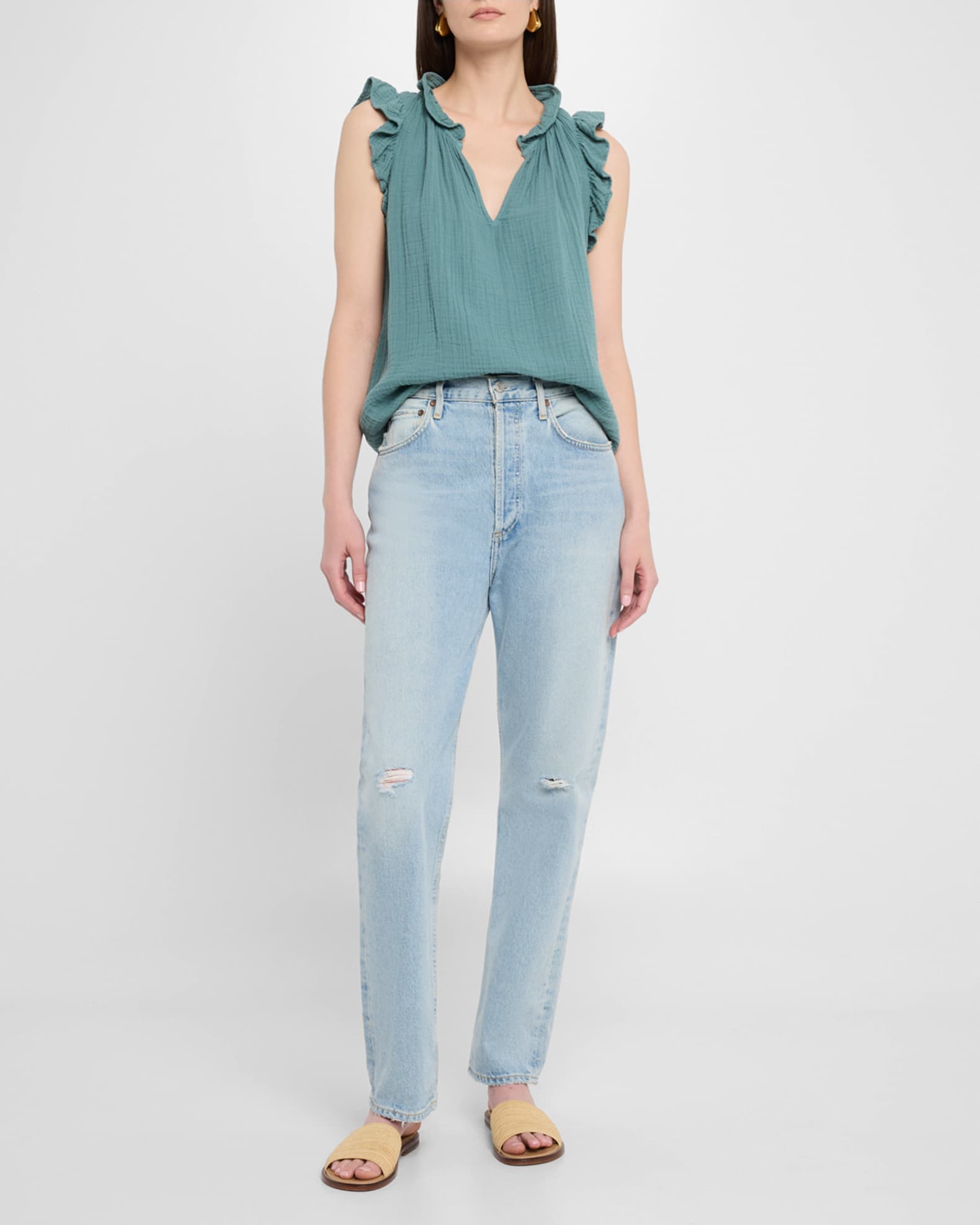 Bex Sleeveless Ruffle Cotton Gauze Top 1