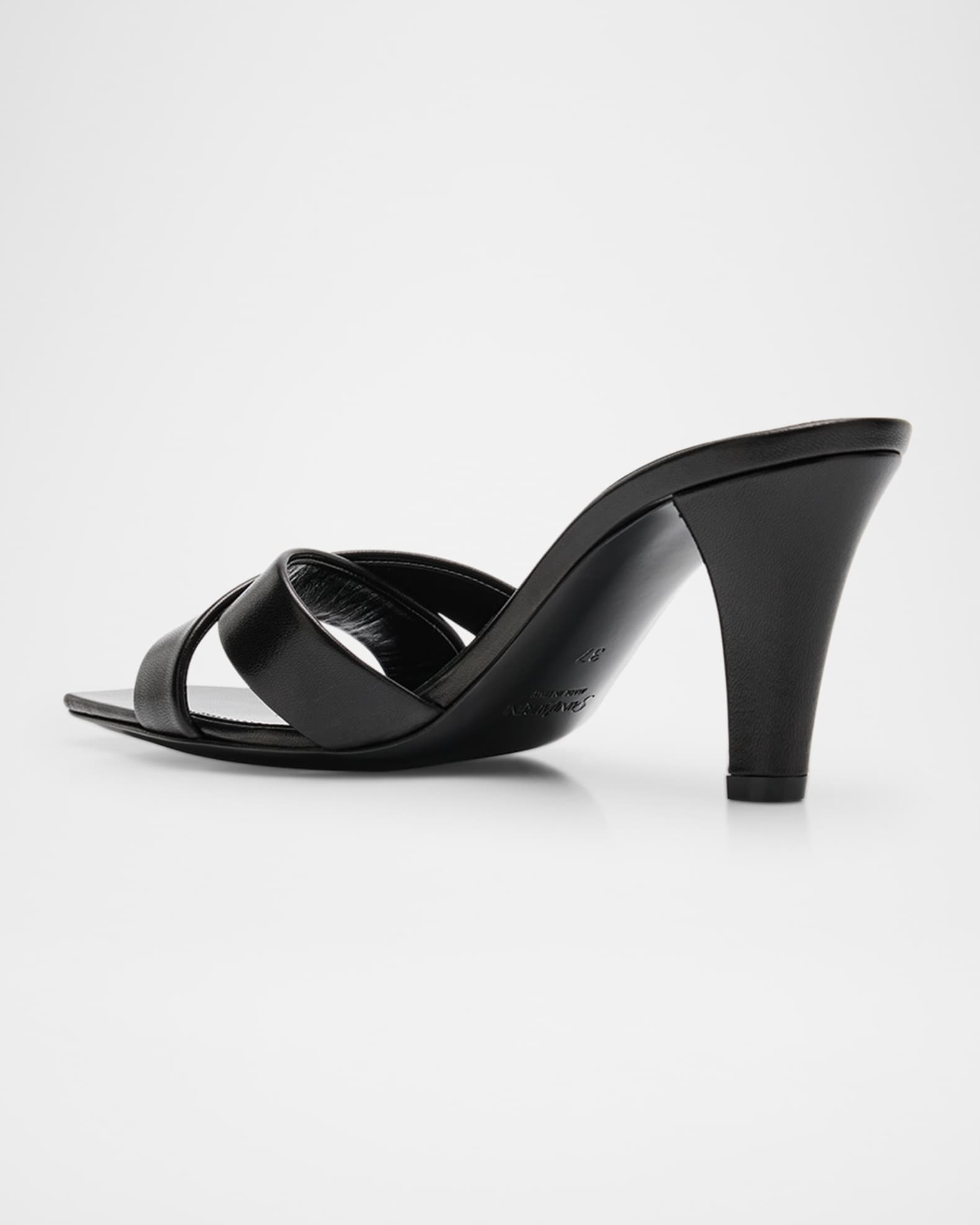 Saint Laurent Jill Leather Crisscross Mule Sandals | Neiman