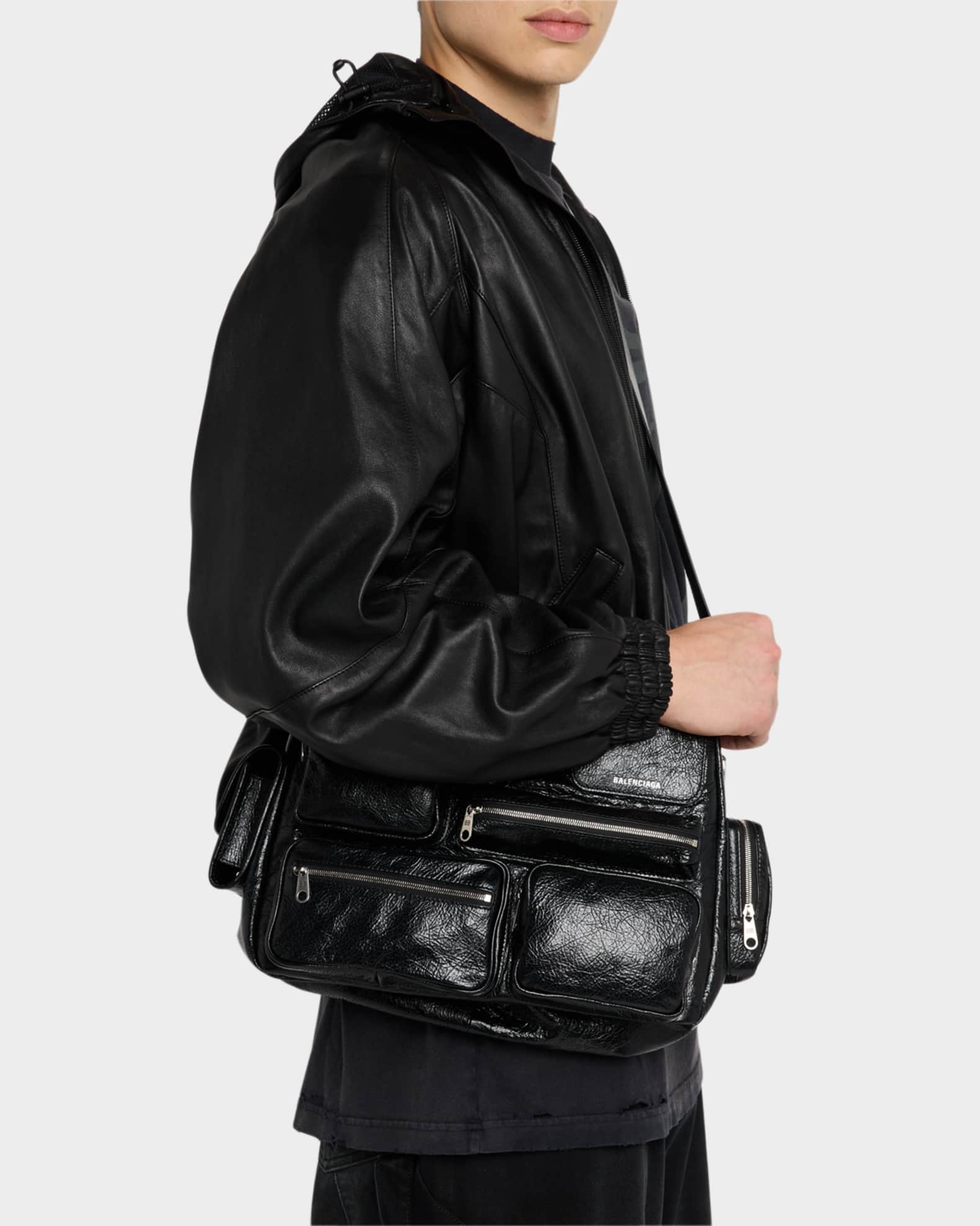 Balenciaga Men's Superbusy Arena Lambskin Messenger Bag