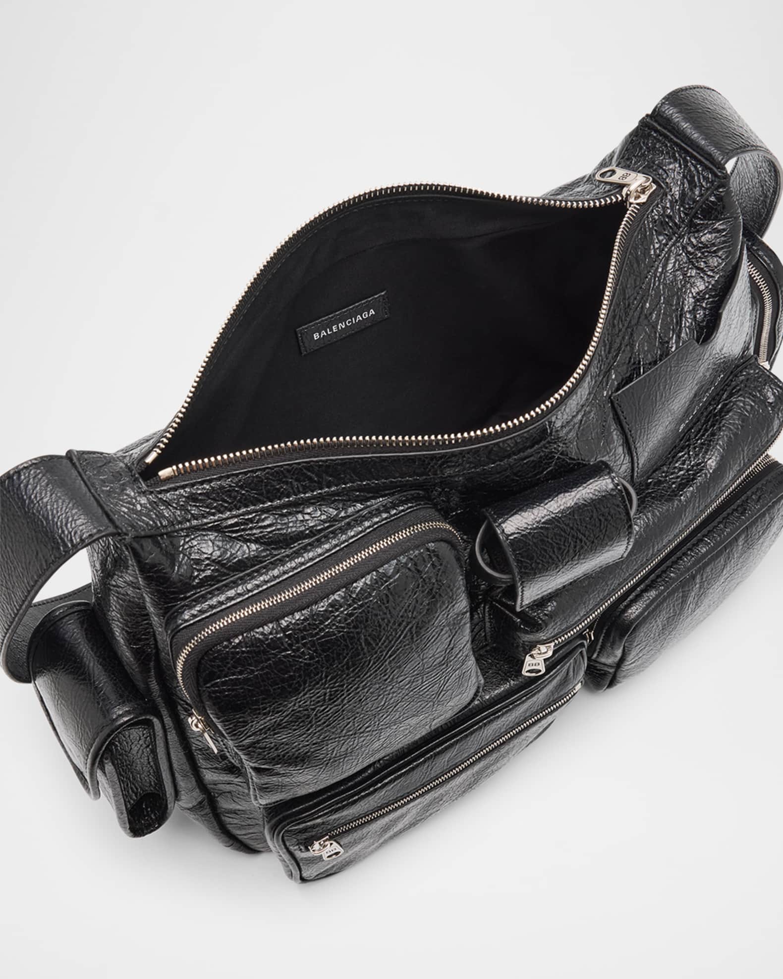 Balenciaga Men's Superbusy Arena Lambskin Messenger Bag | Neiman