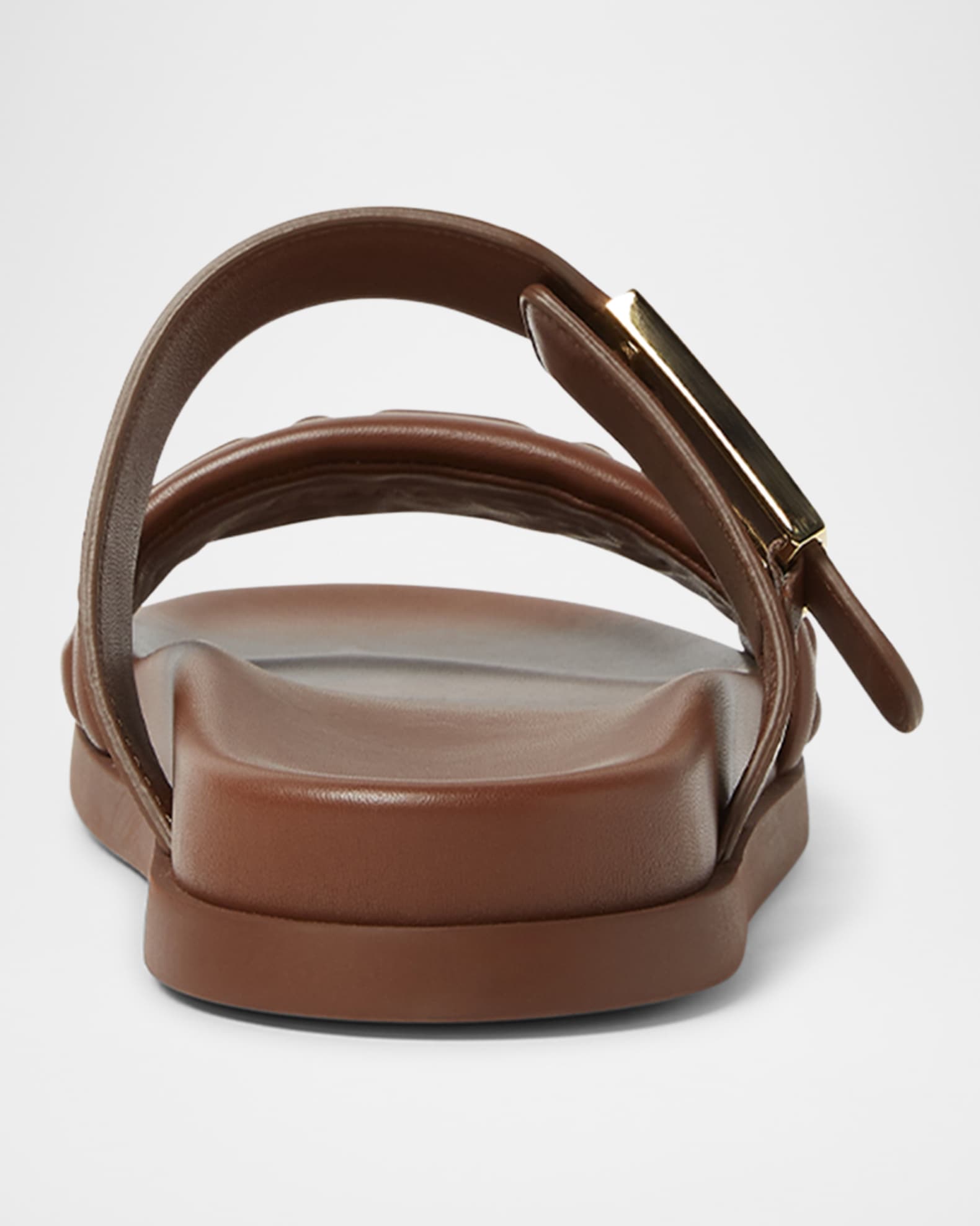 Fendi Fendi FF-Embossed Leather Dual Strap Slide Sandals | Neiman