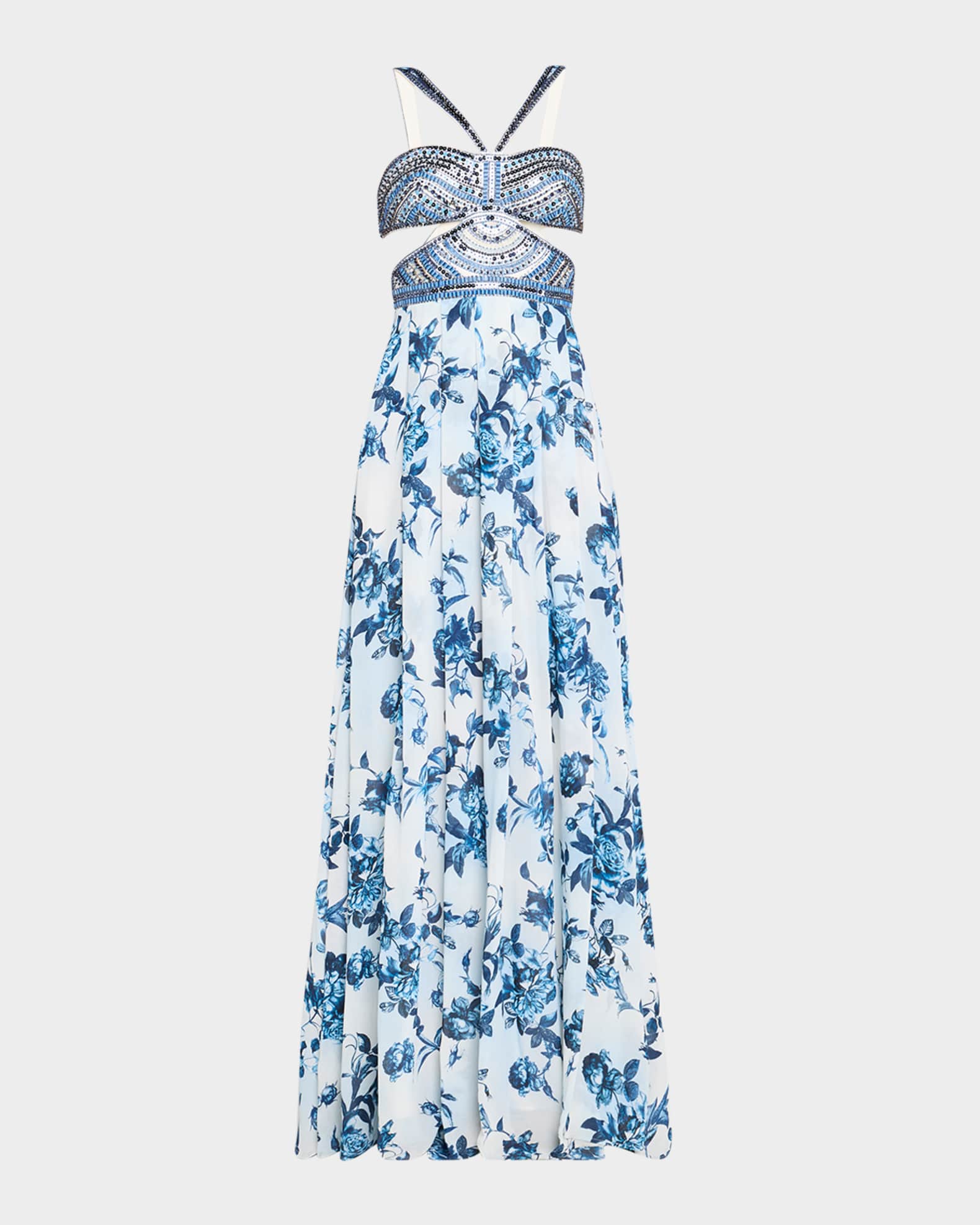 Painterly Floral Annistyn Embellished Gown 0