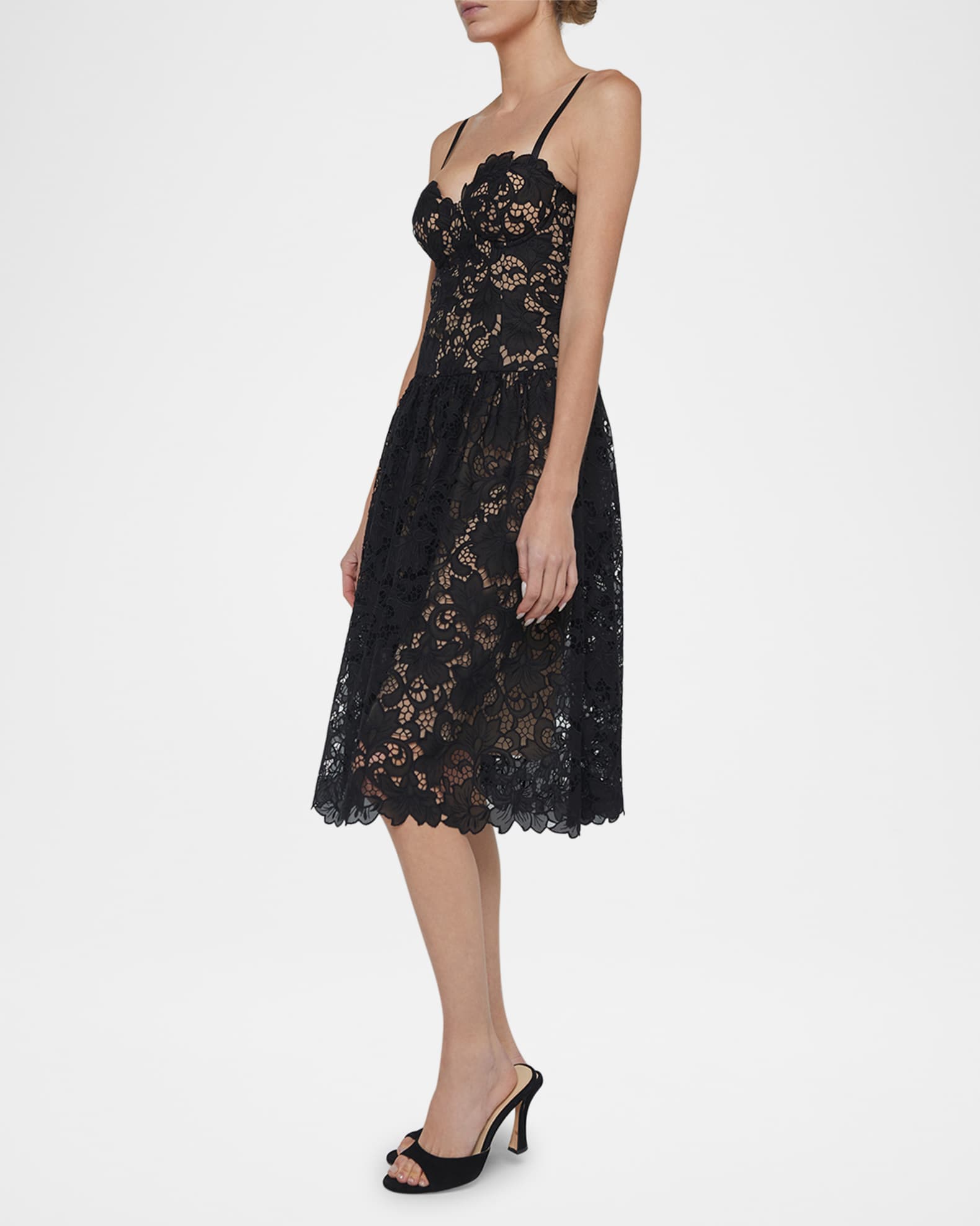 floor length black lace dress with sleeves Black Le Stretch Lace Long Sleeve Dress main image 0