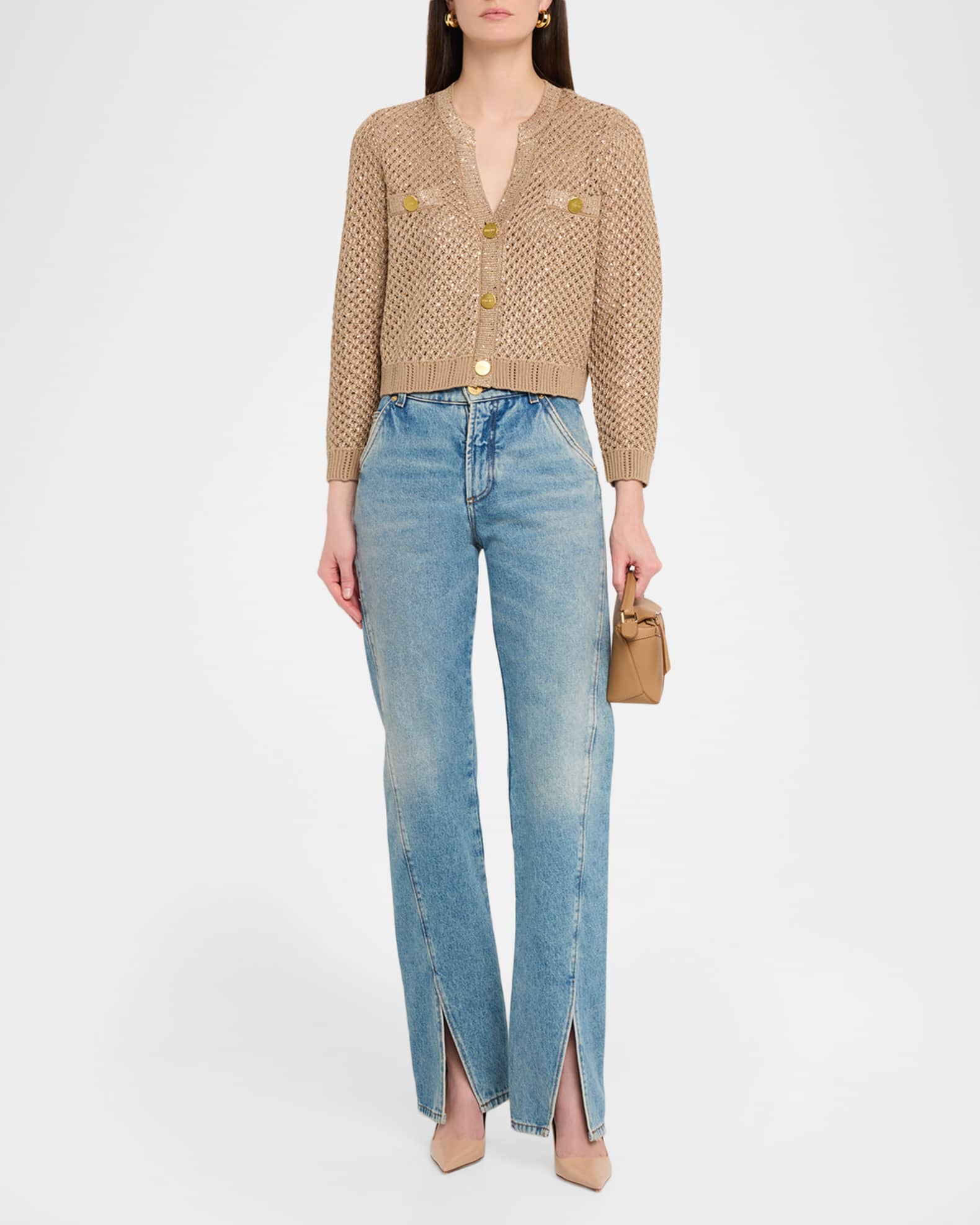 Blanca Sequined Knit Cardigan | Neiman Marcus
