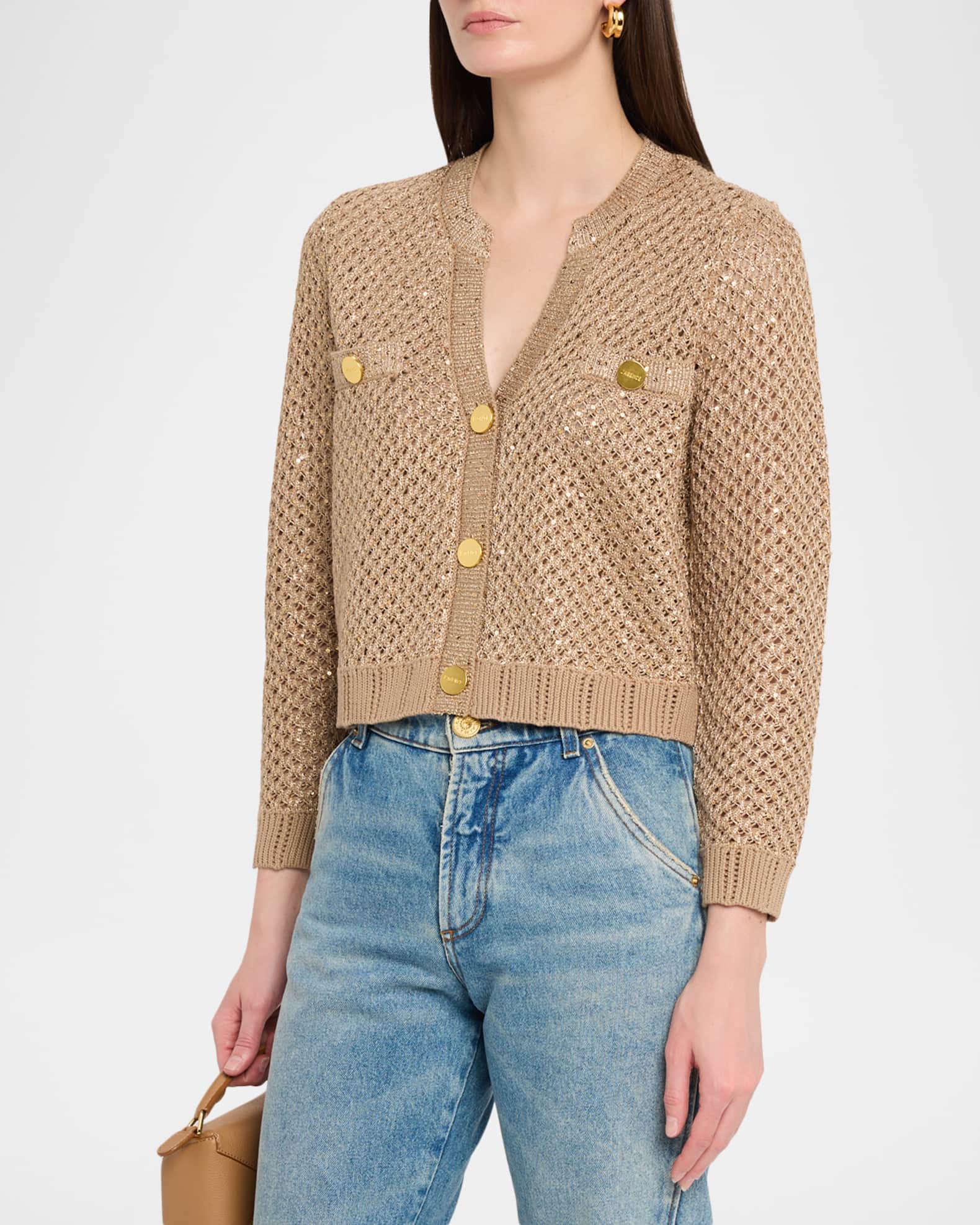 Blanca Sequined Knit Cardigan | Neiman Marcus
