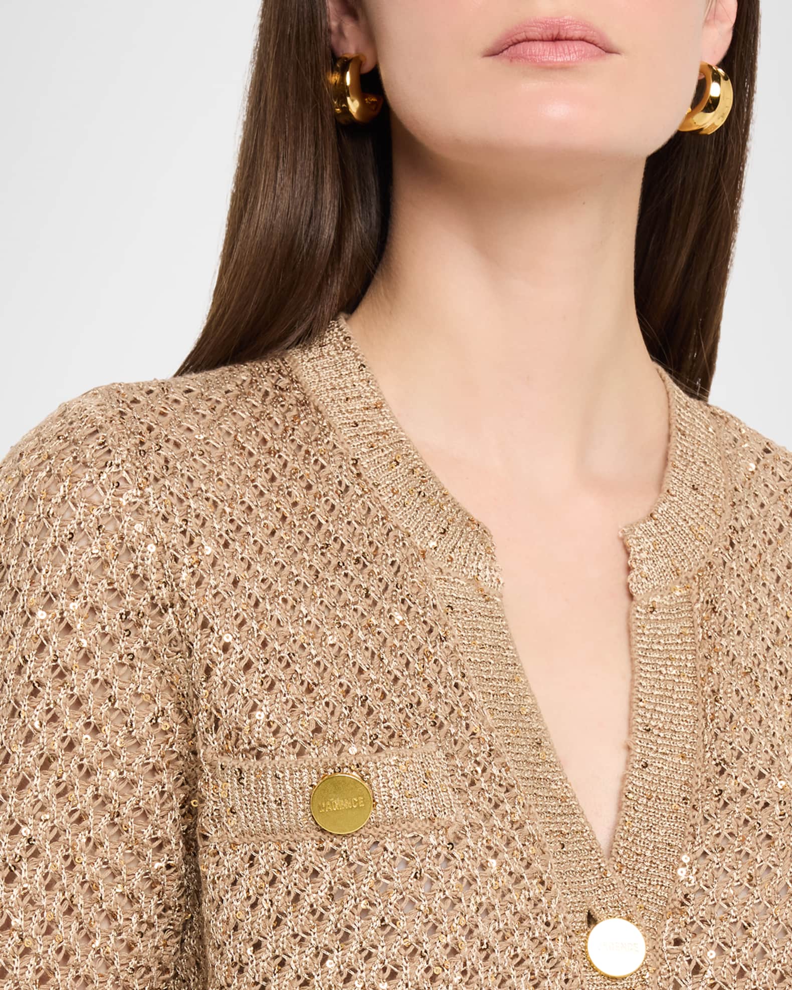 Blanca Sequined Knit Cardigan | Neiman Marcus