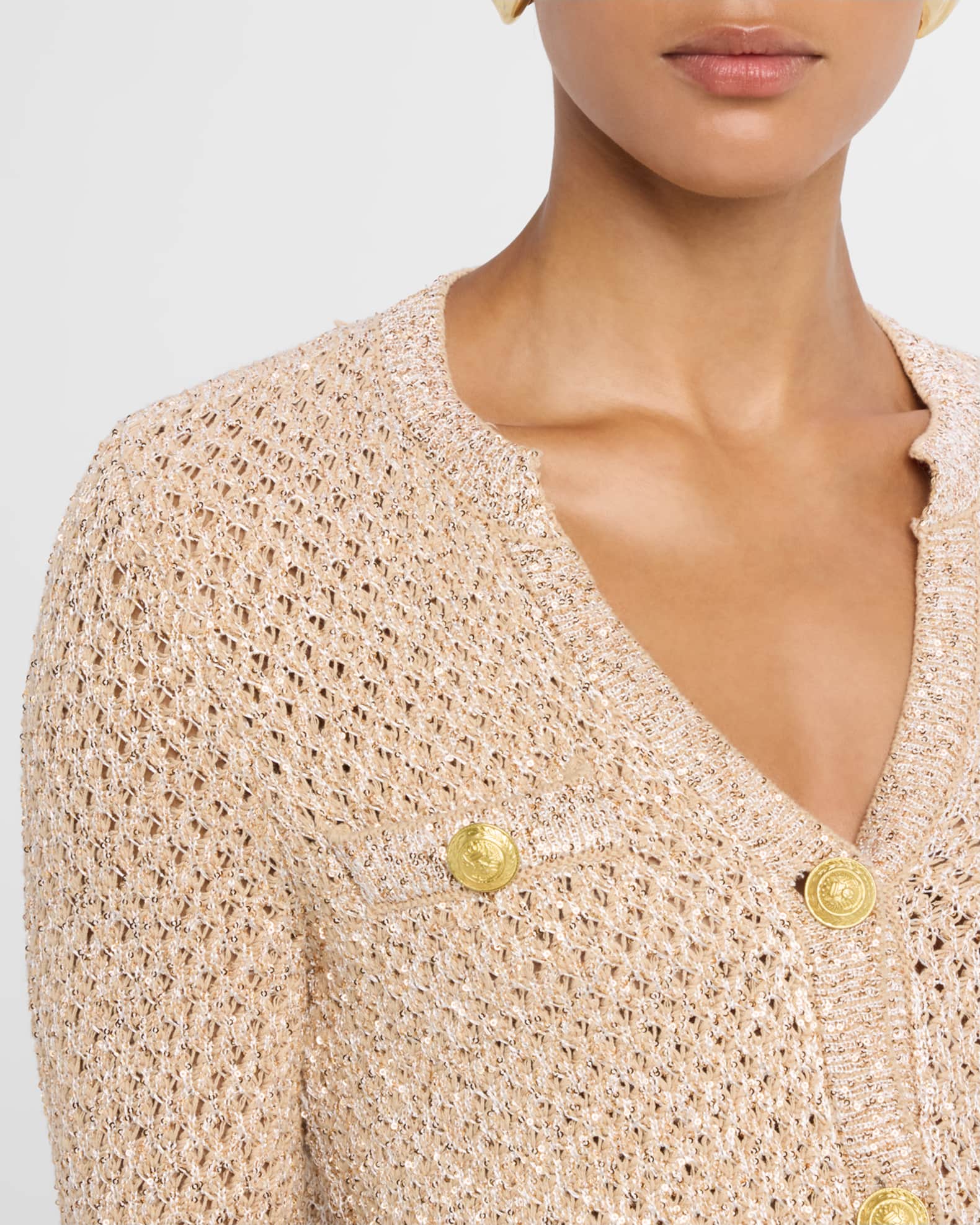 L'Agence Blanca Sequined Knit Cardigan | Neiman Marcus
