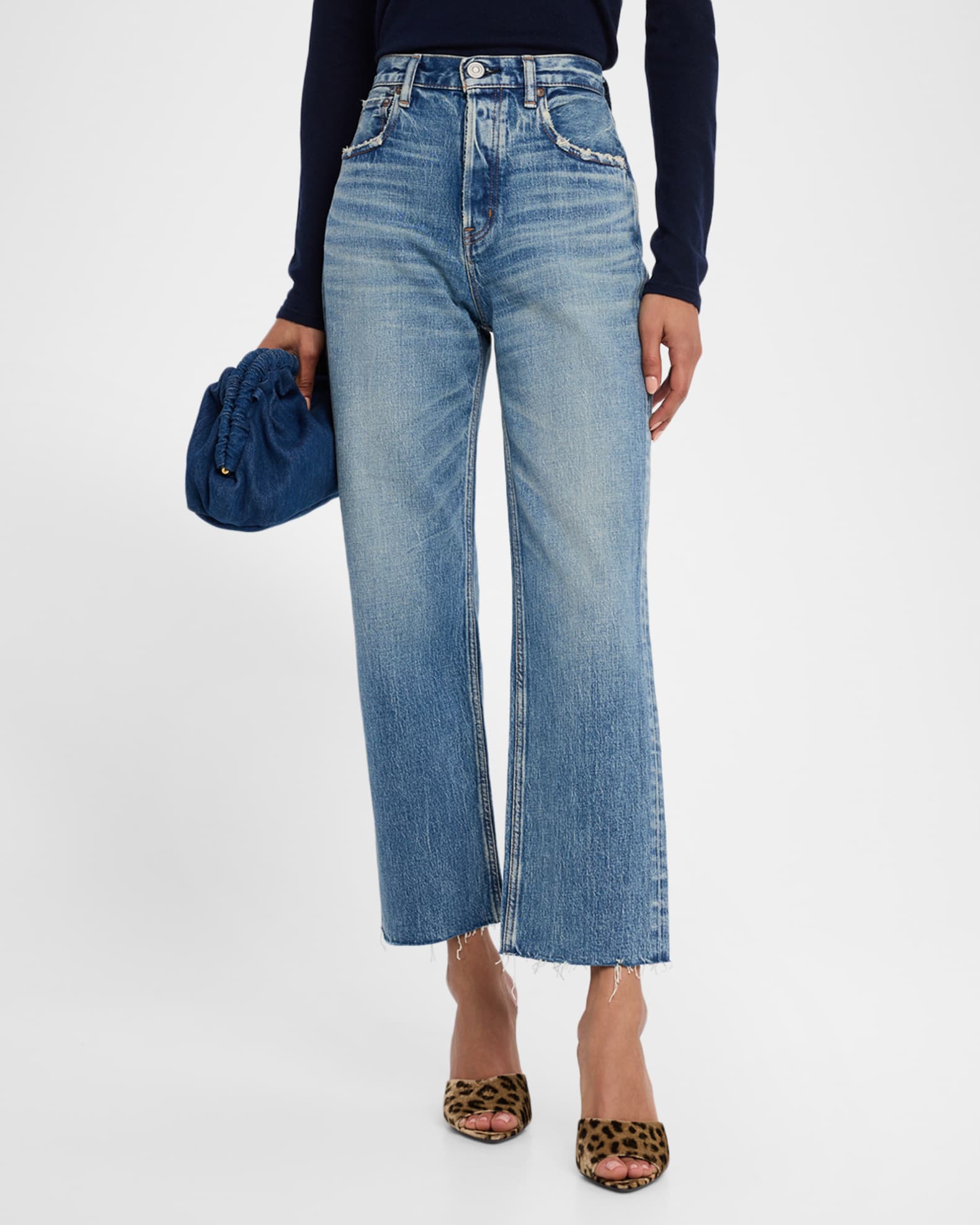 MOUSSY VINTAGE Plainedge Wide Straight Cropped Jeans