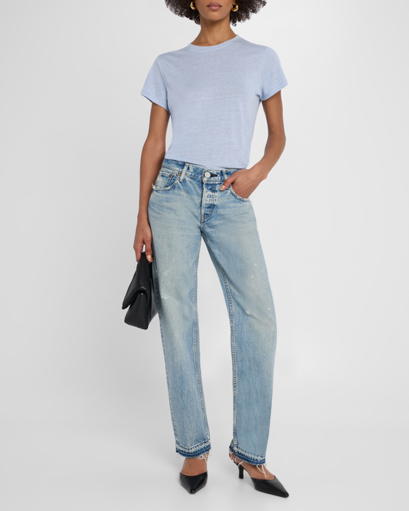 Arverne Straight Low-Rise Jeans 1