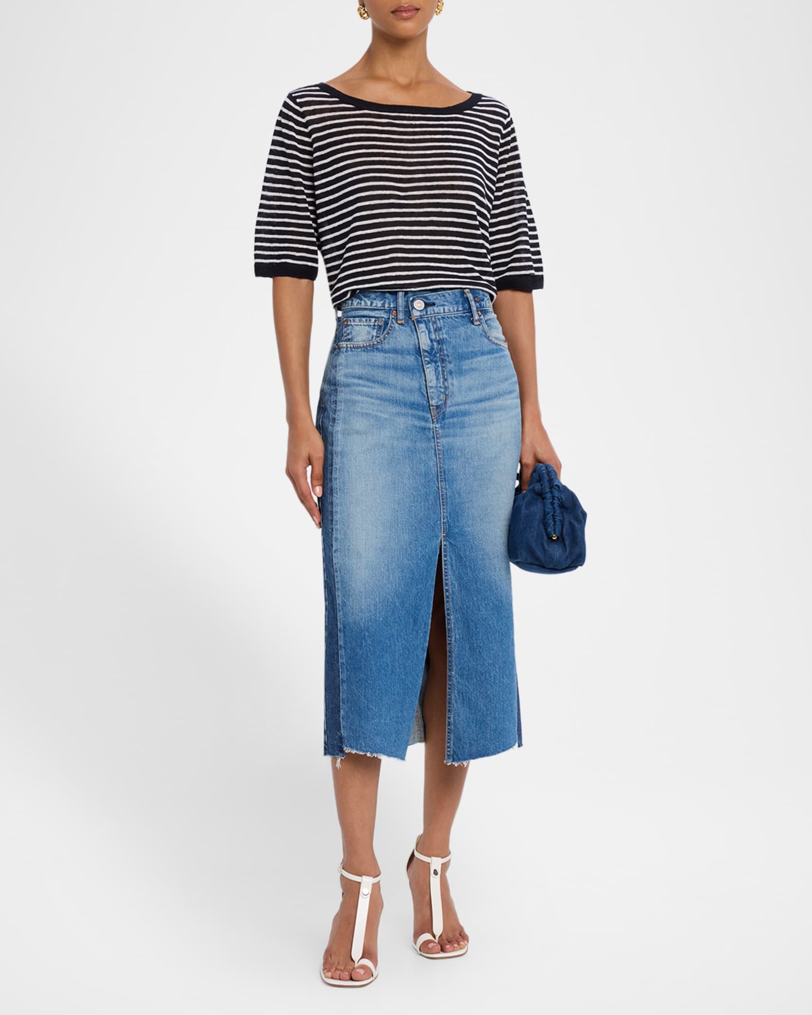 Putnam Crossover Denim Midi Skirt 1