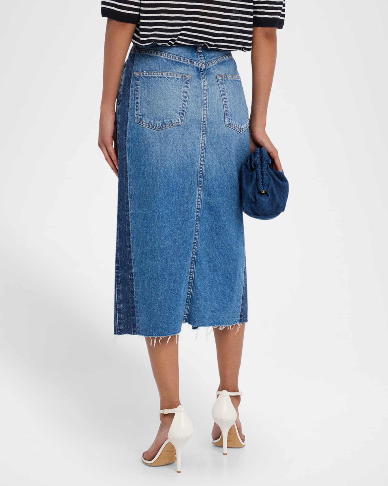 MOUSSY VINTAGE Putnam Crossover Denim Midi Skirt | Neiman Marcus