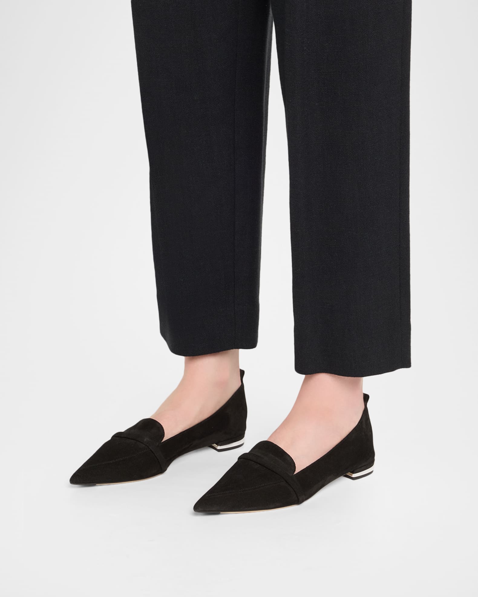 Dora Suede Pointed-Toe Loafers 1