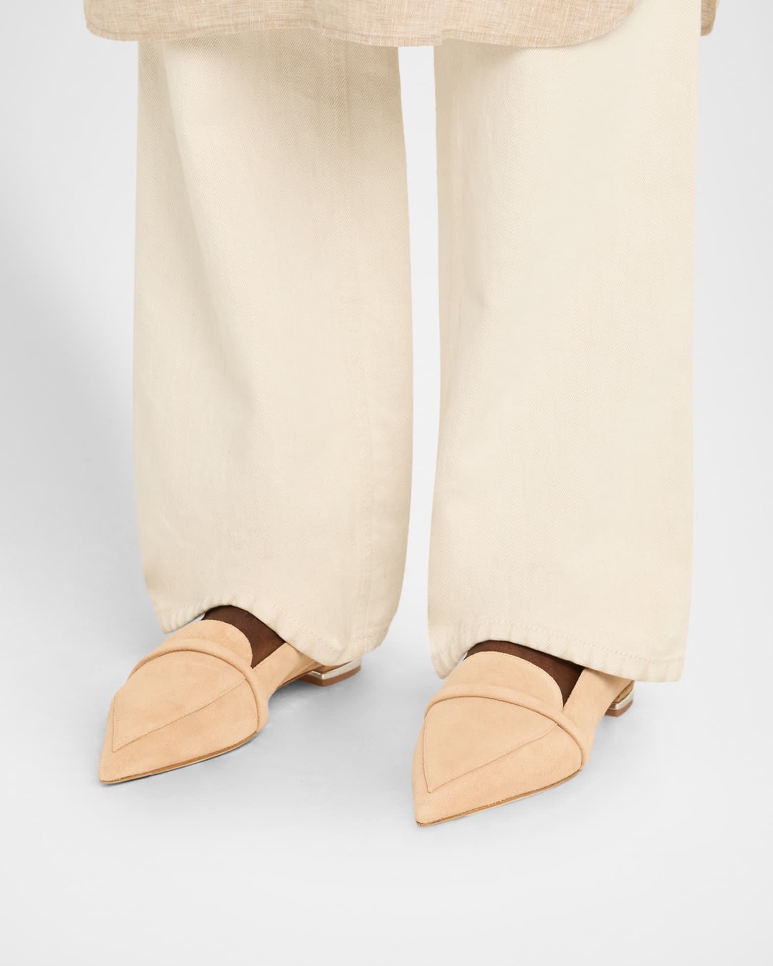 Dora Suede Pointed-Toe Loafers 1