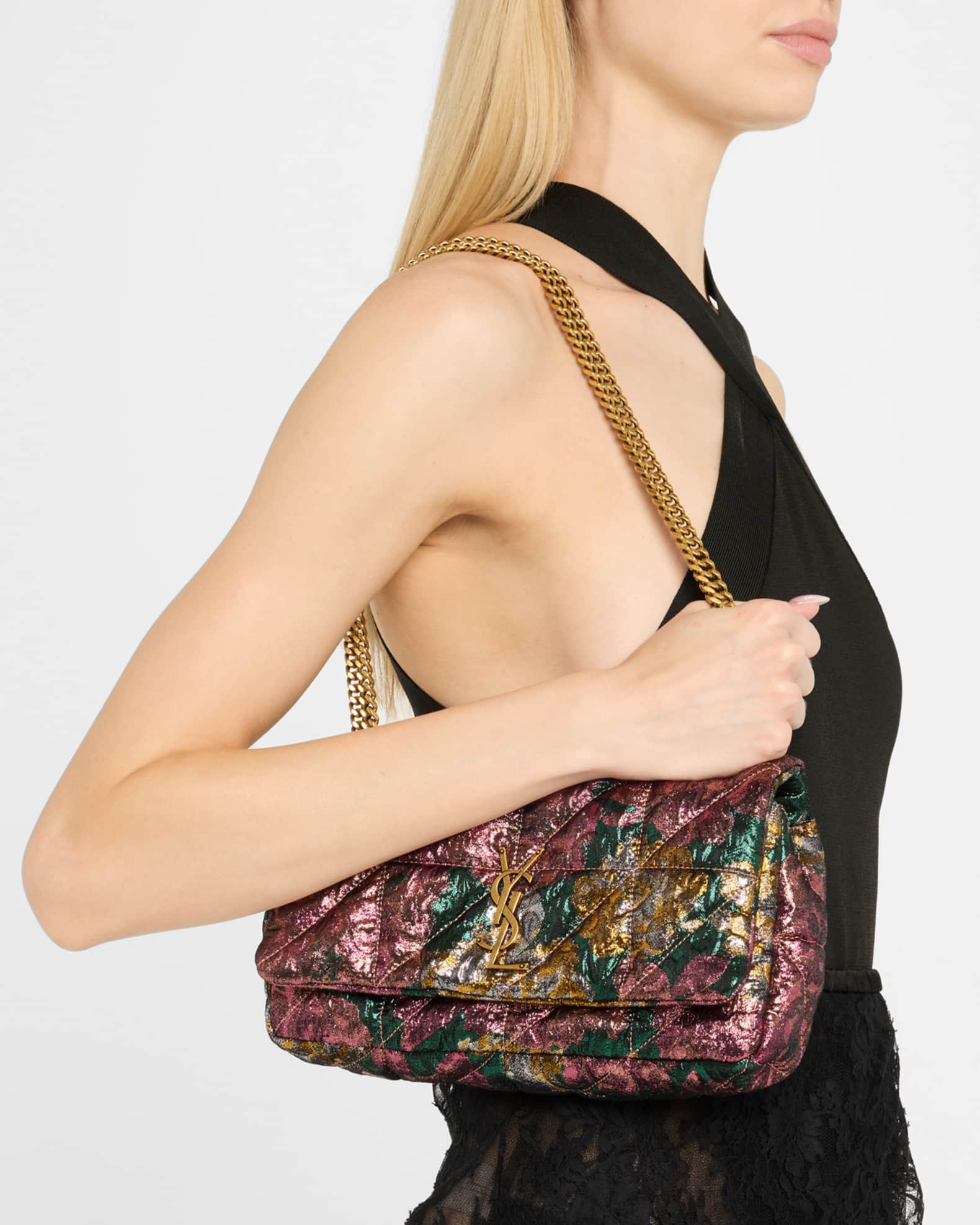 Jamie Medium YSL Chain Shoulder Bag in Brocade Wool  1