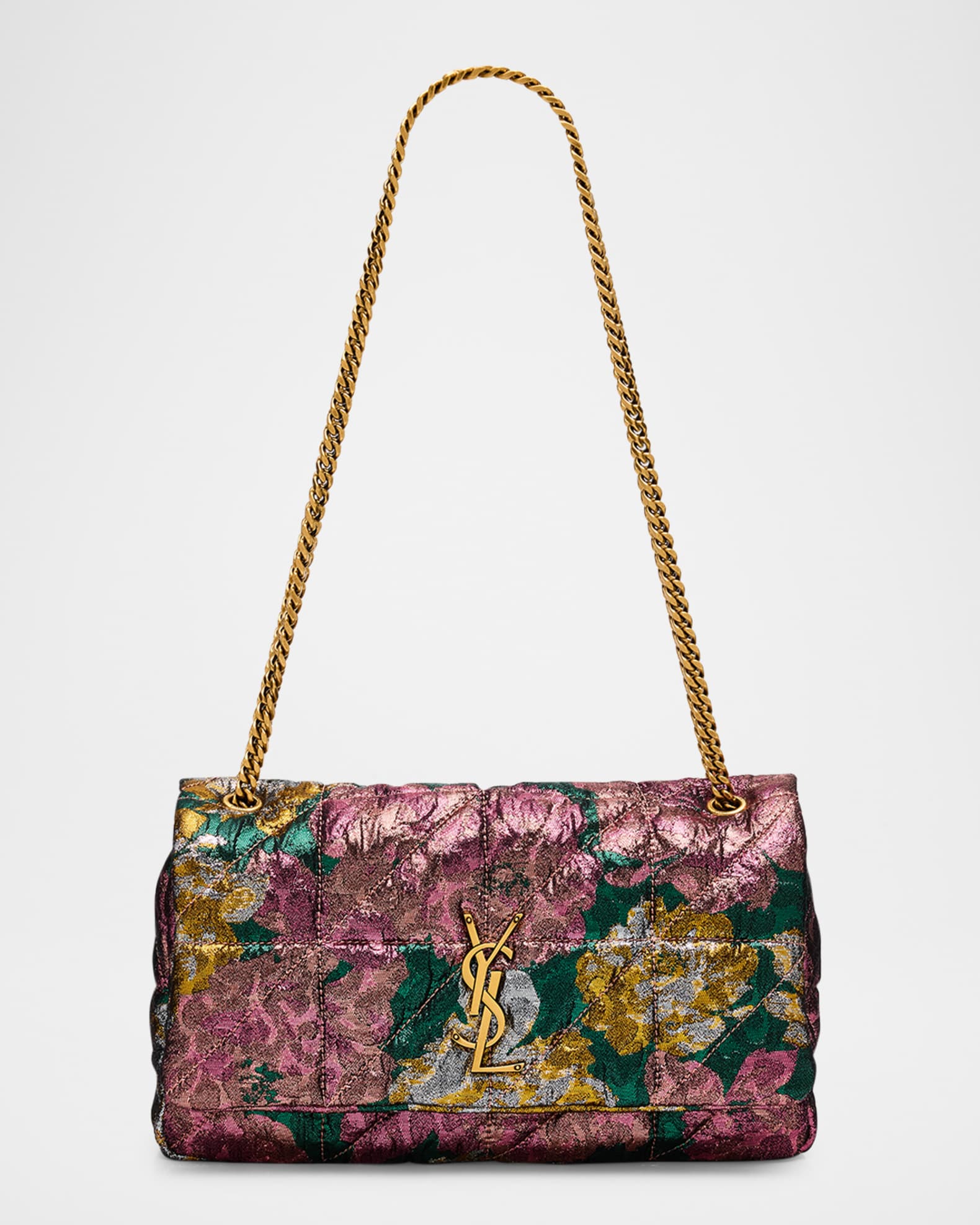 Jamie Medium YSL Chain Shoulder Bag in Brocade Wool  0