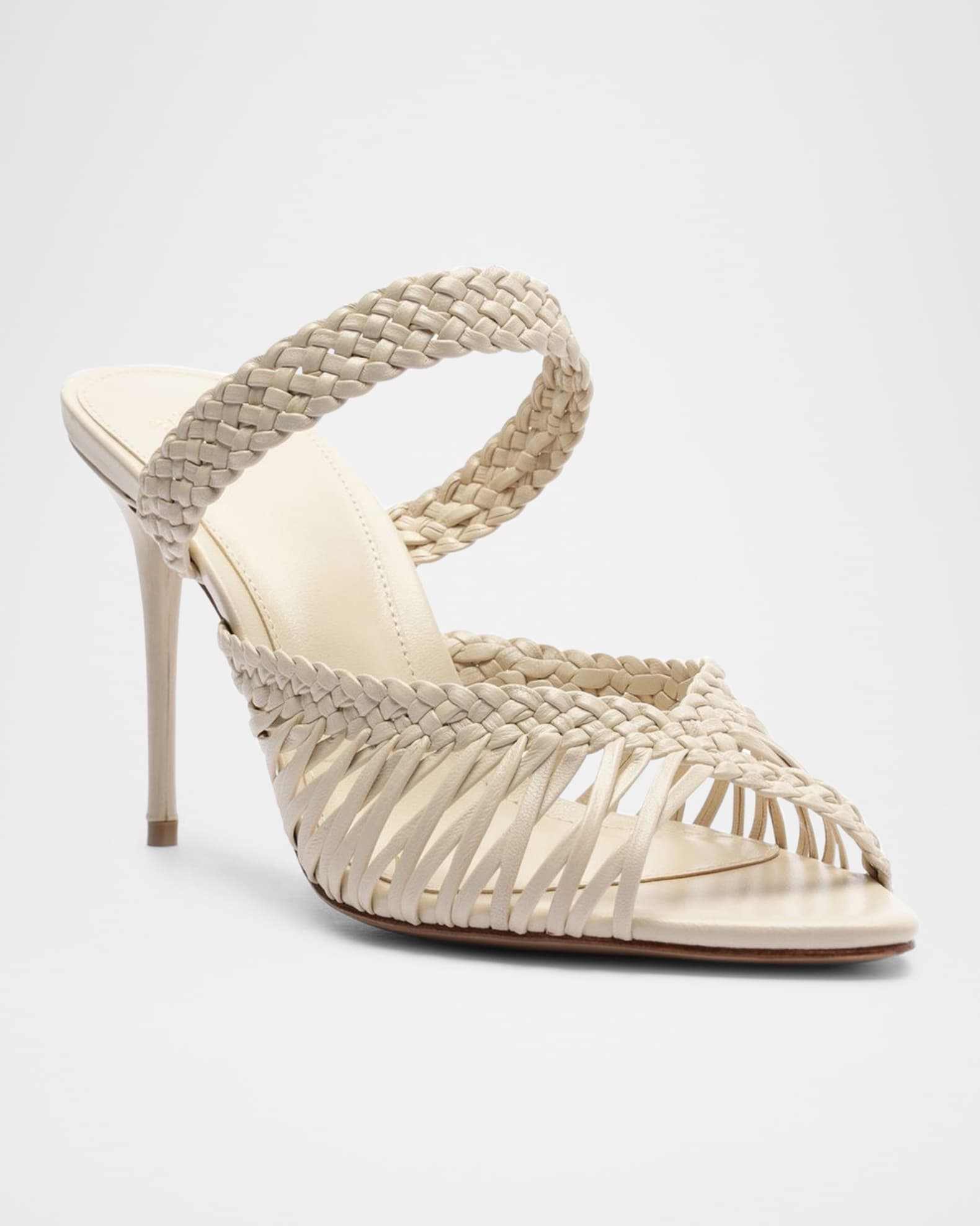 Agatha 85 Braided Leather Stiletto Sandals 1