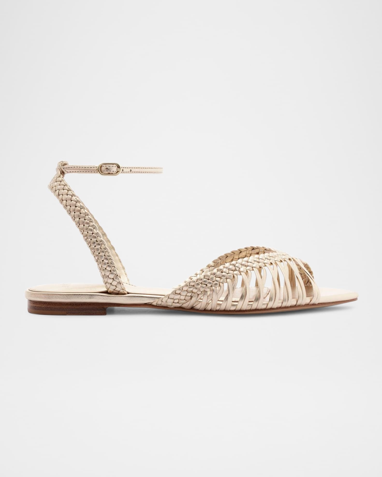 Agatha Braided Metallic Leather Flat Sandals 0