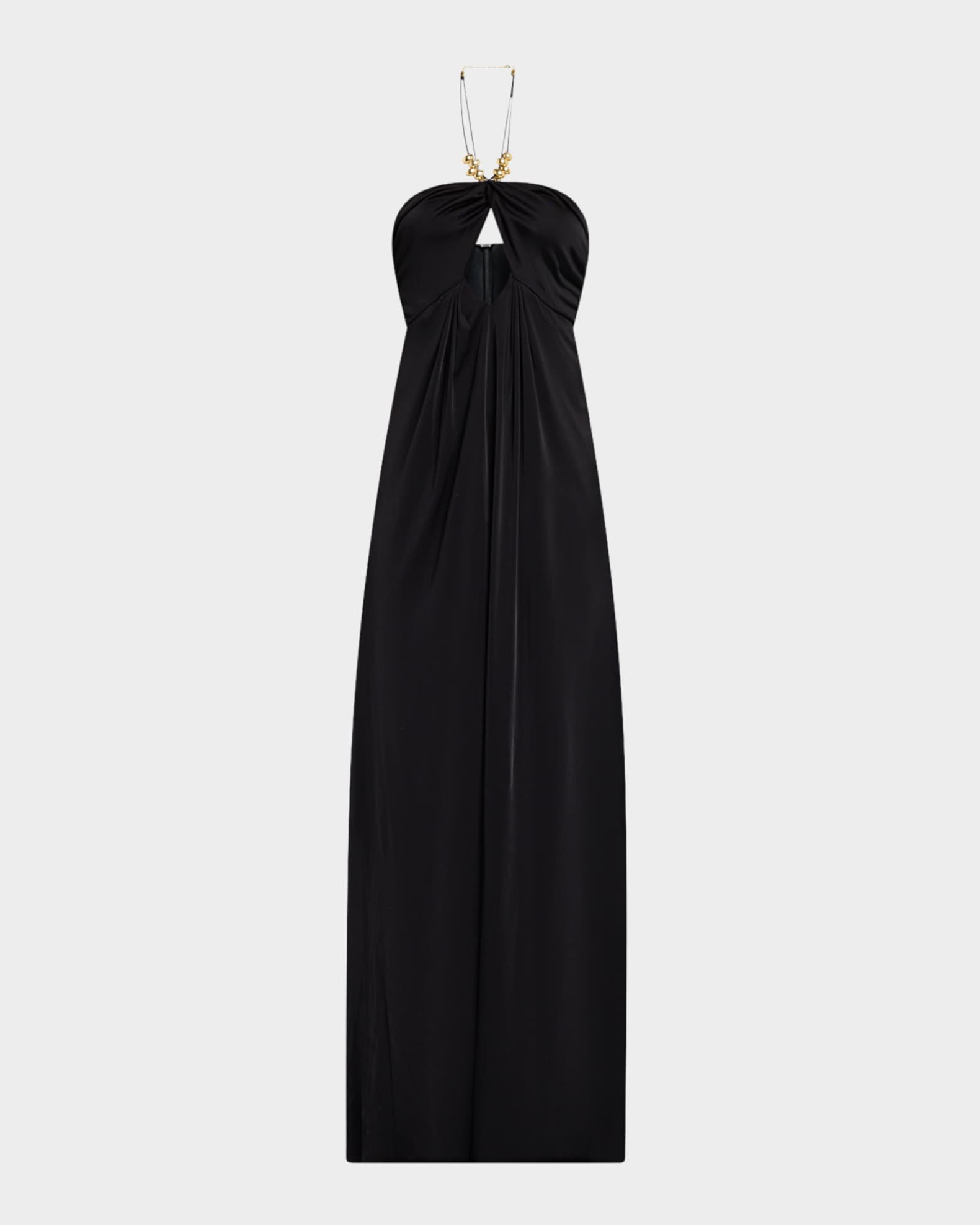 Camryn Cutout Bead-Embellished Halter Gown 0