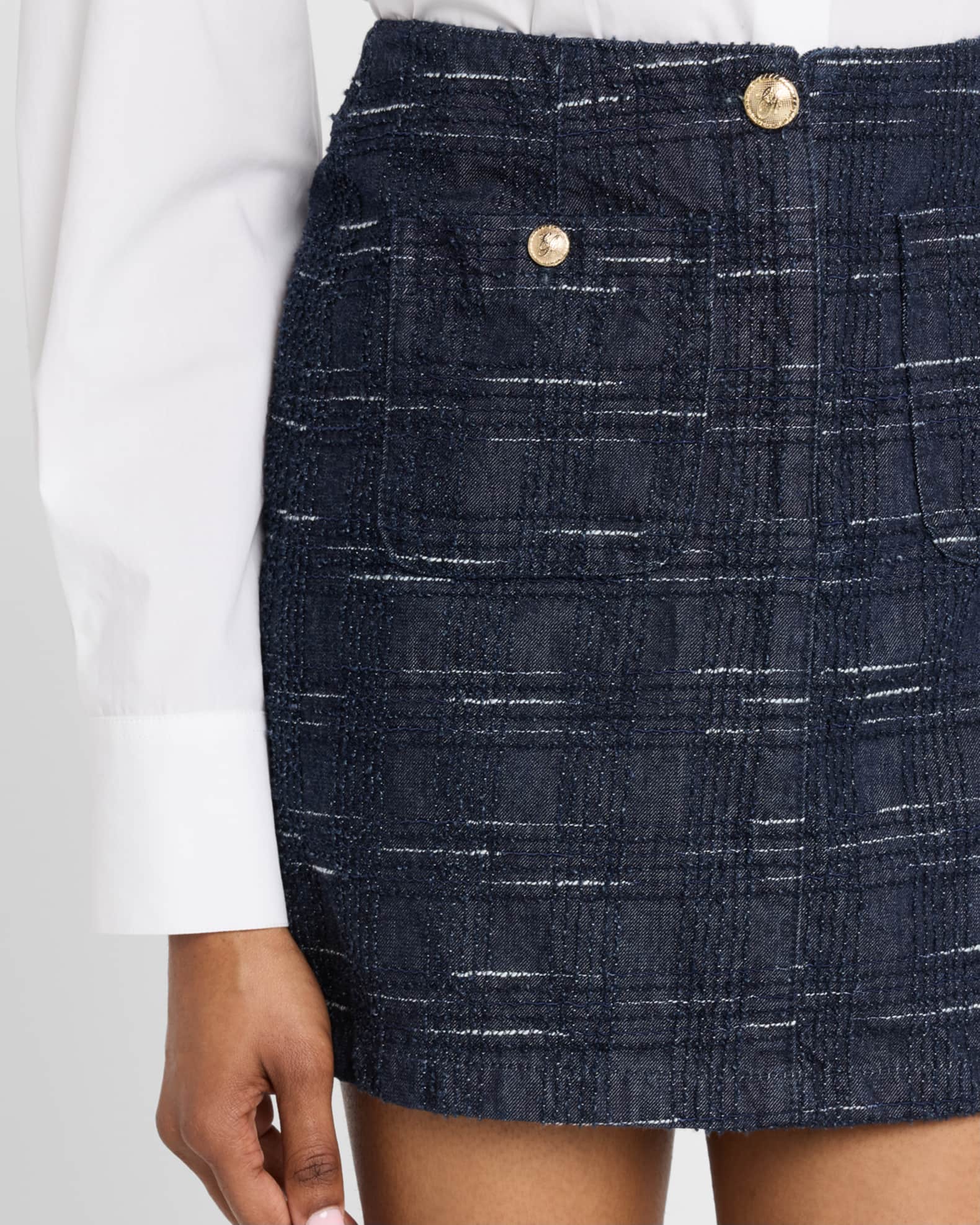 Emporio Armani Denim Jacquard Mini Skirt | Neiman Marcus