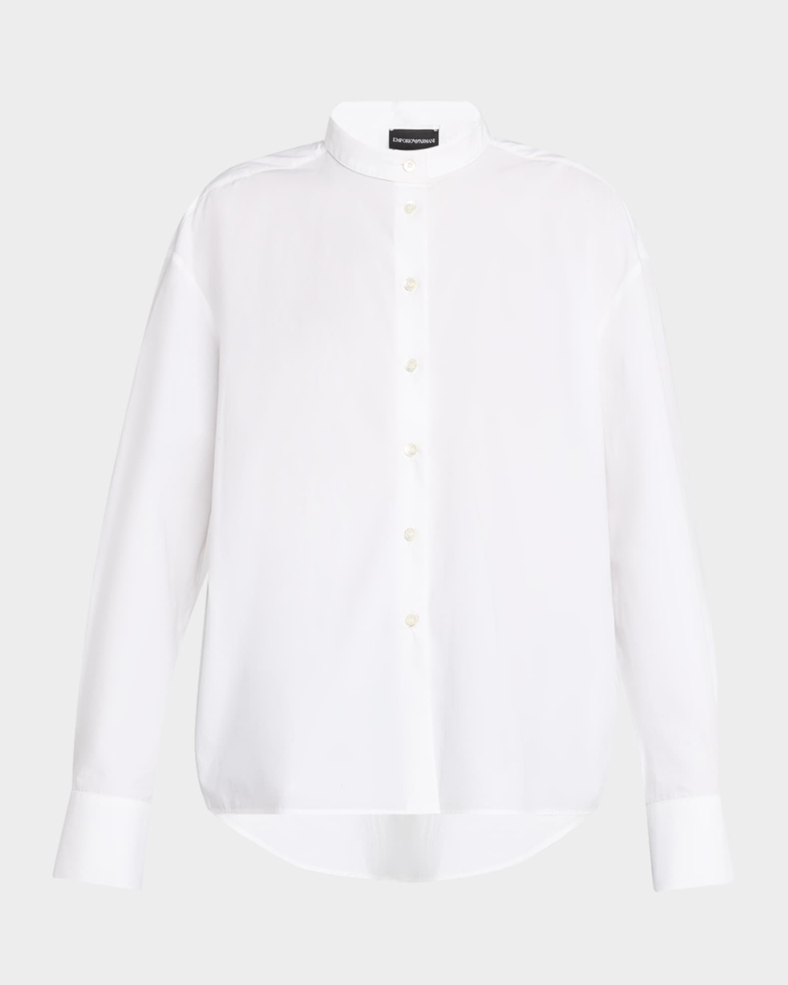 Band-Collar Cotton Poplin Shirt 0