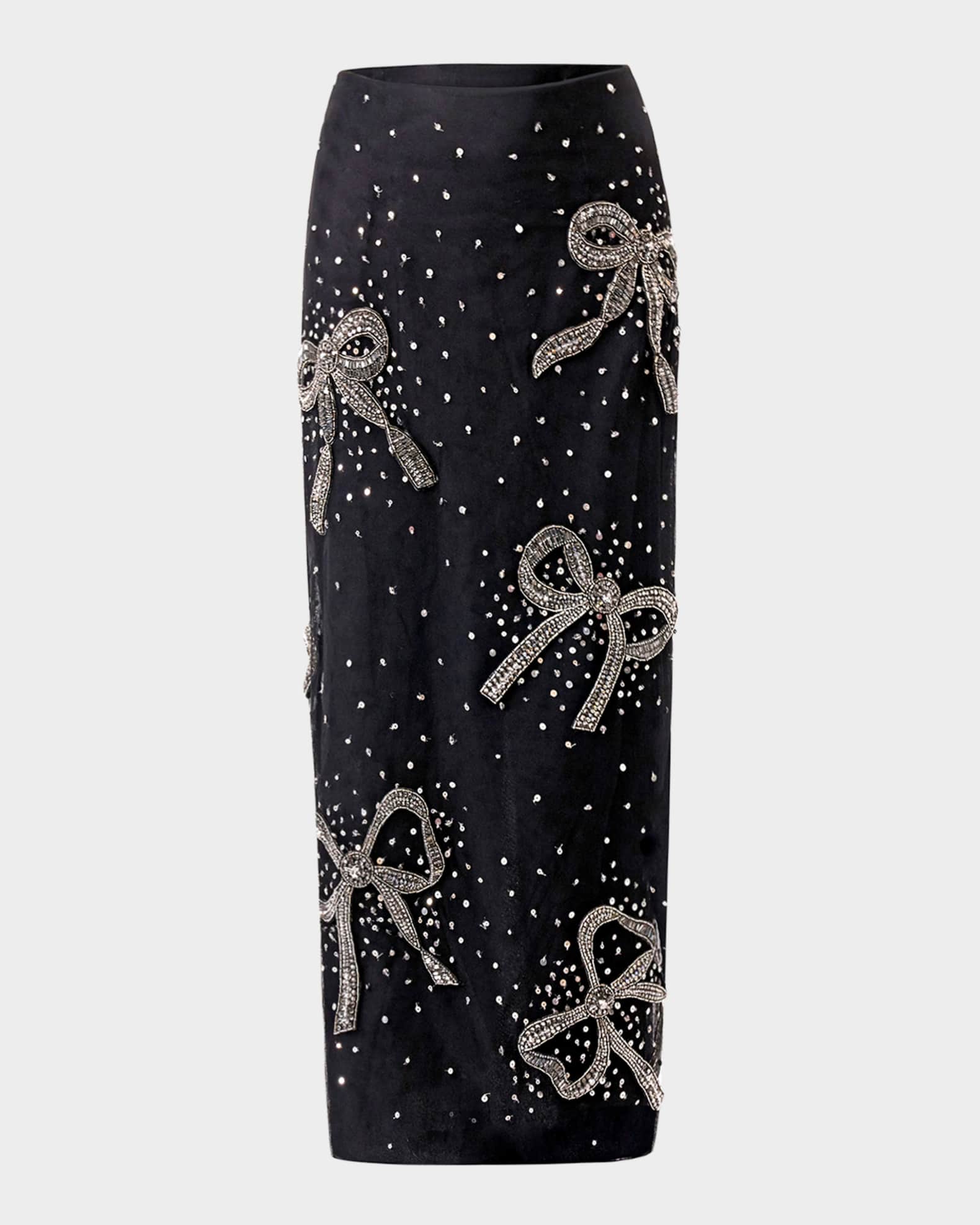 Bow Embellished Midi Skirt 0