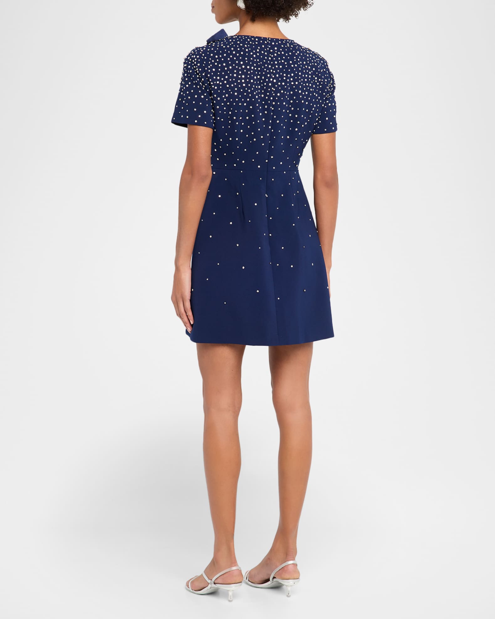 Carolina Herrera Crystal Bow Short-Sleeve Mini Dress | Neiman Marcus