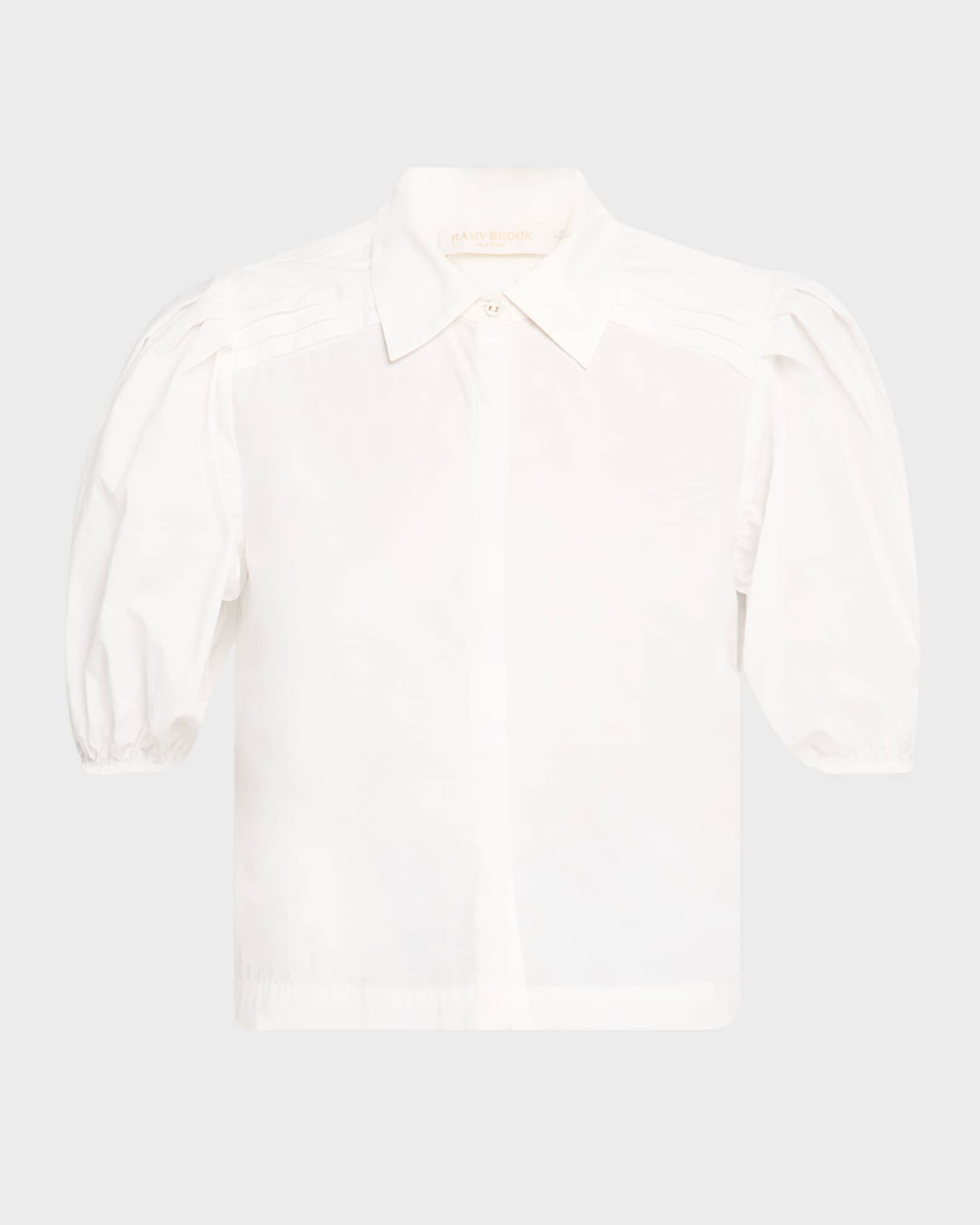 Valeria Puff-Sleeve Cotton Shirt 0