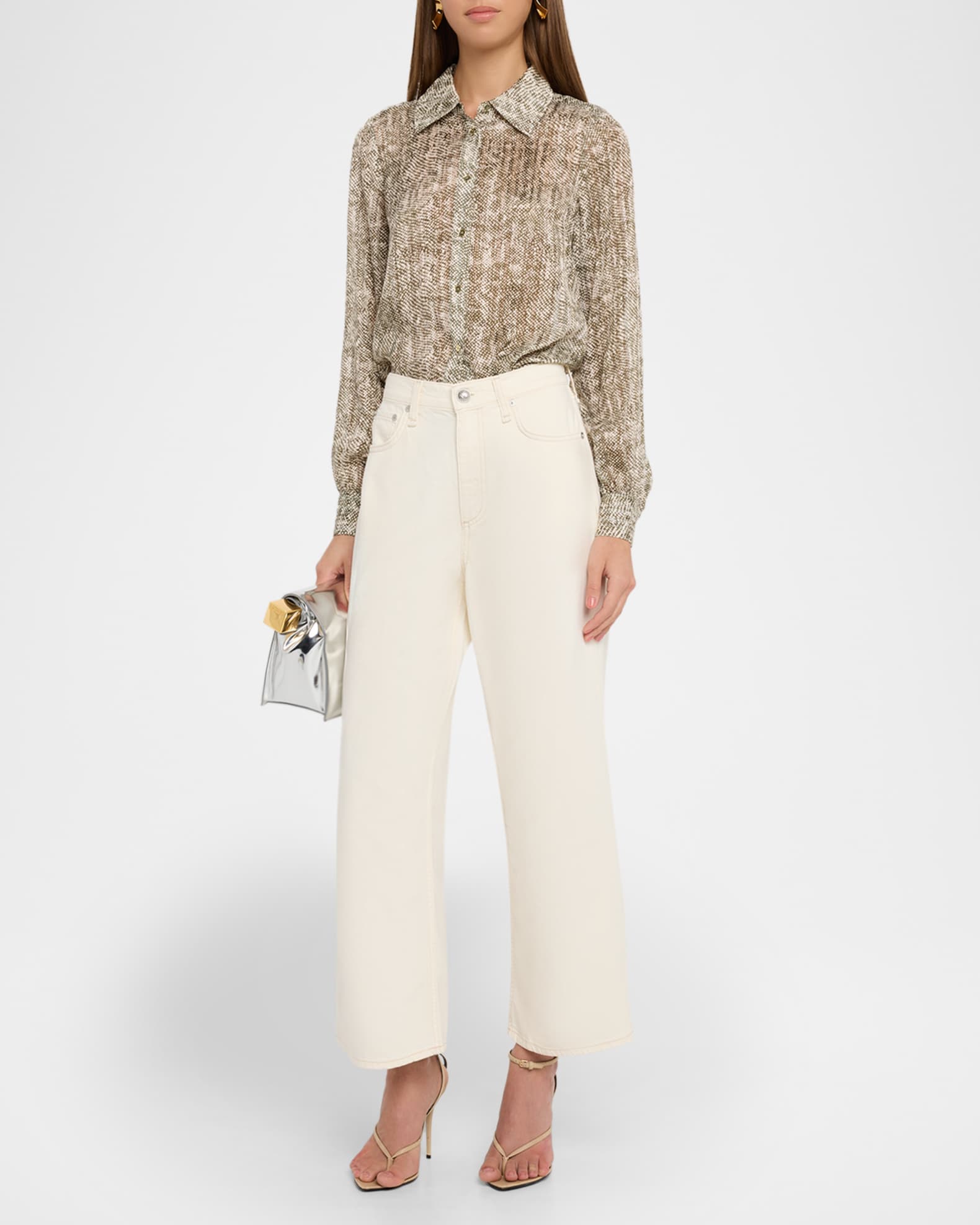 Pauline Button-Front Silk Blouse 1