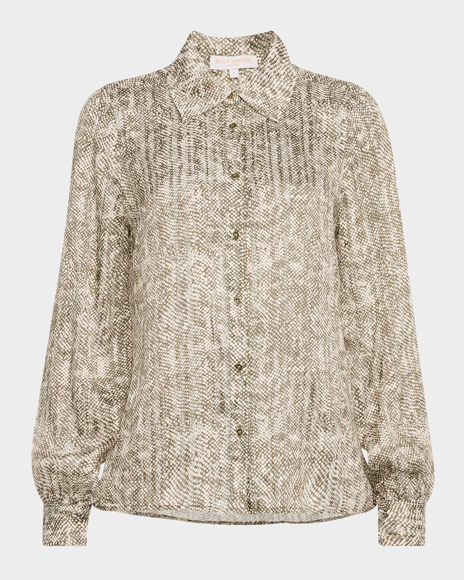Pauline Button-Front Silk Blouse 0