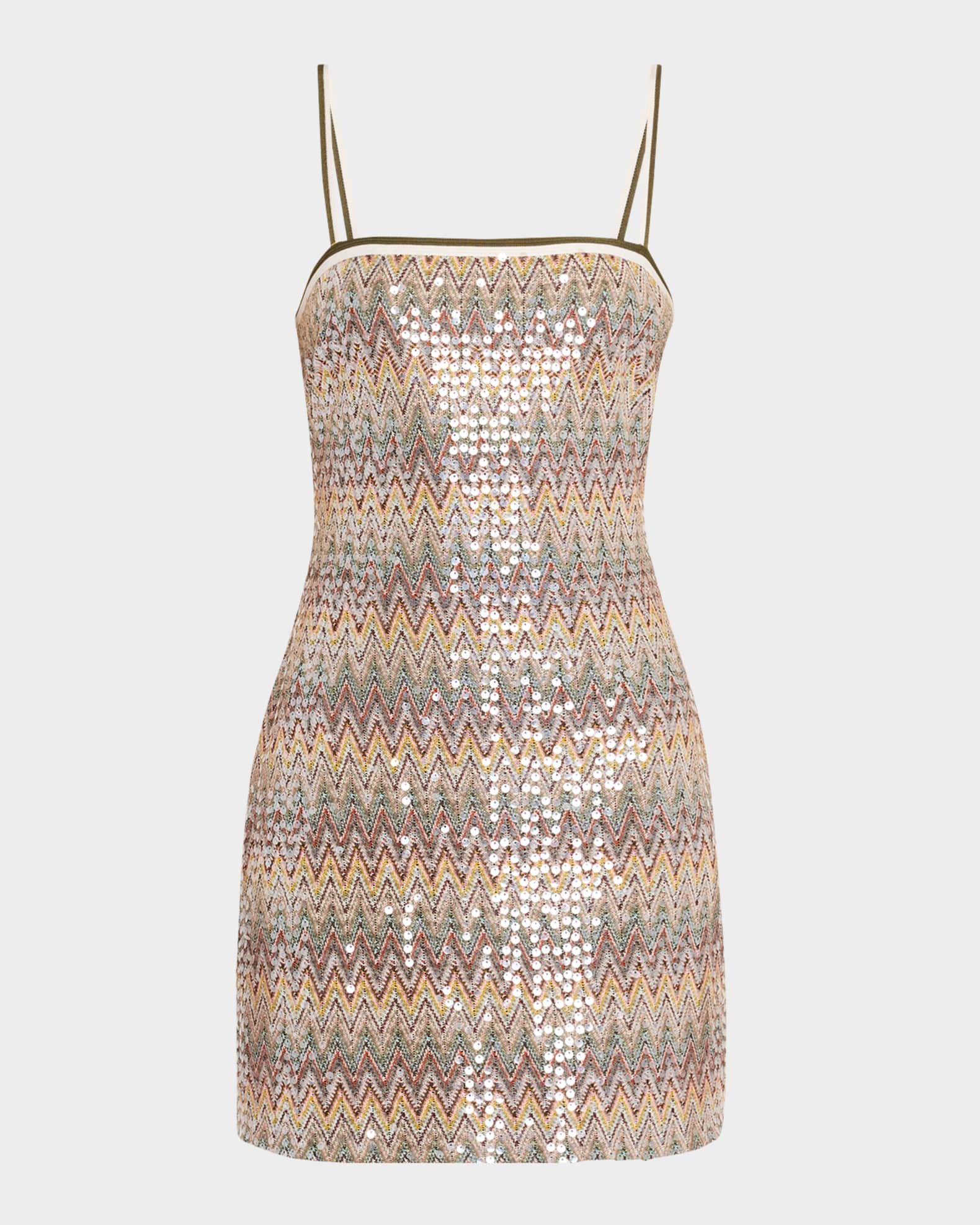 Ivanna Sequined Chevron Mini Dress 0