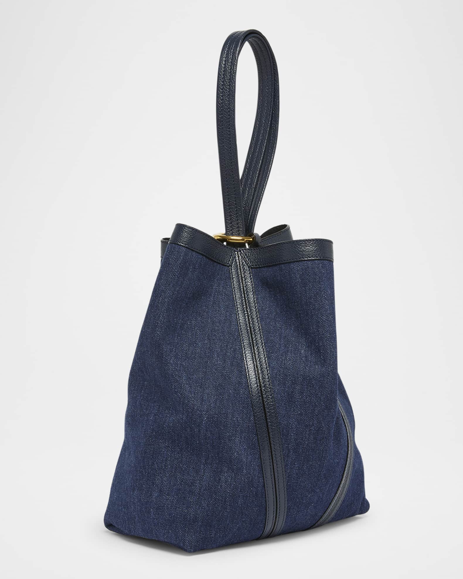 Chloe Spin Medium Tote Bag in Denim and Leather | Neiman Marcus