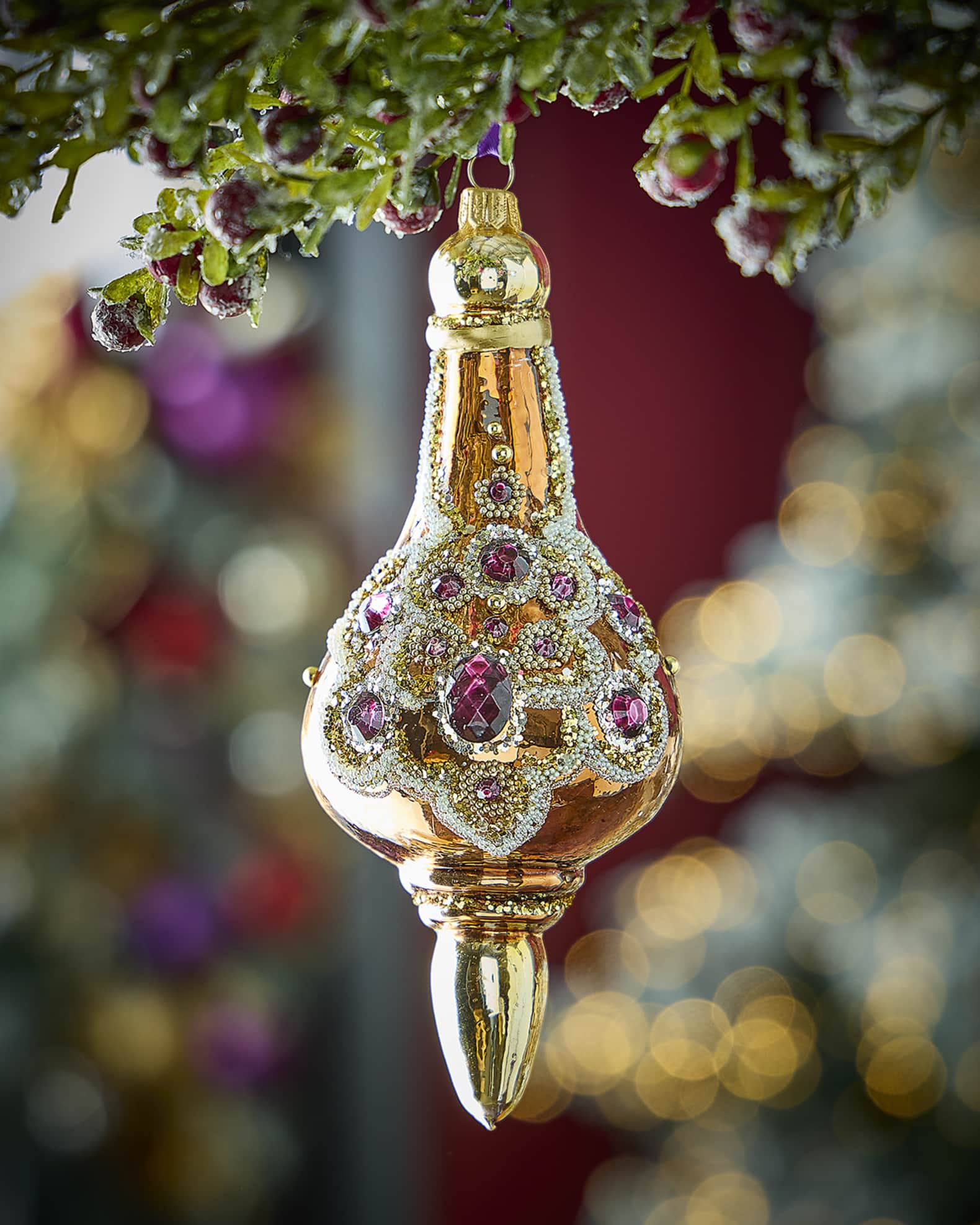 Shiny Copper with Plum Crystals Ornametn 0