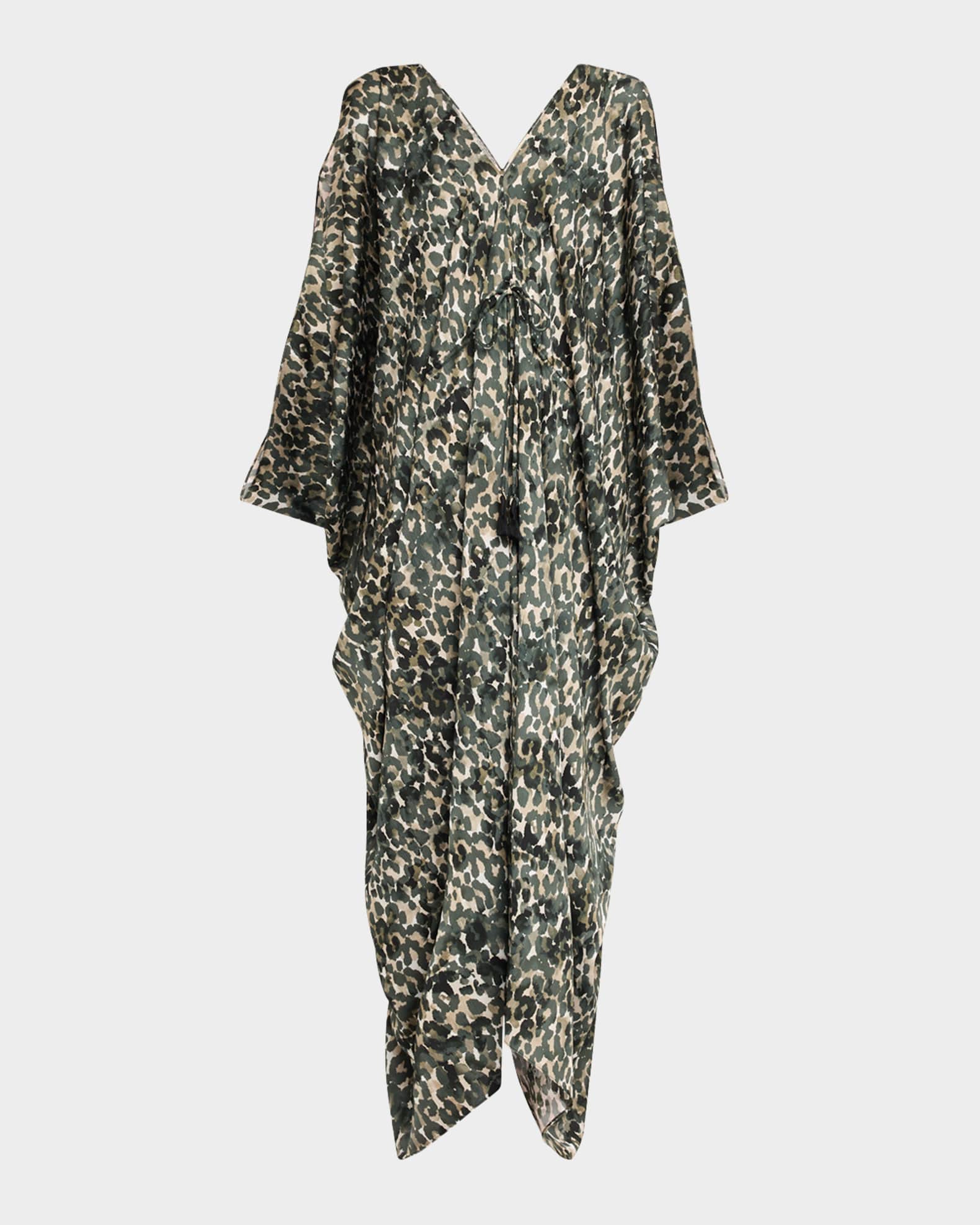Shalev Leopard Satin Maxi Dress 0