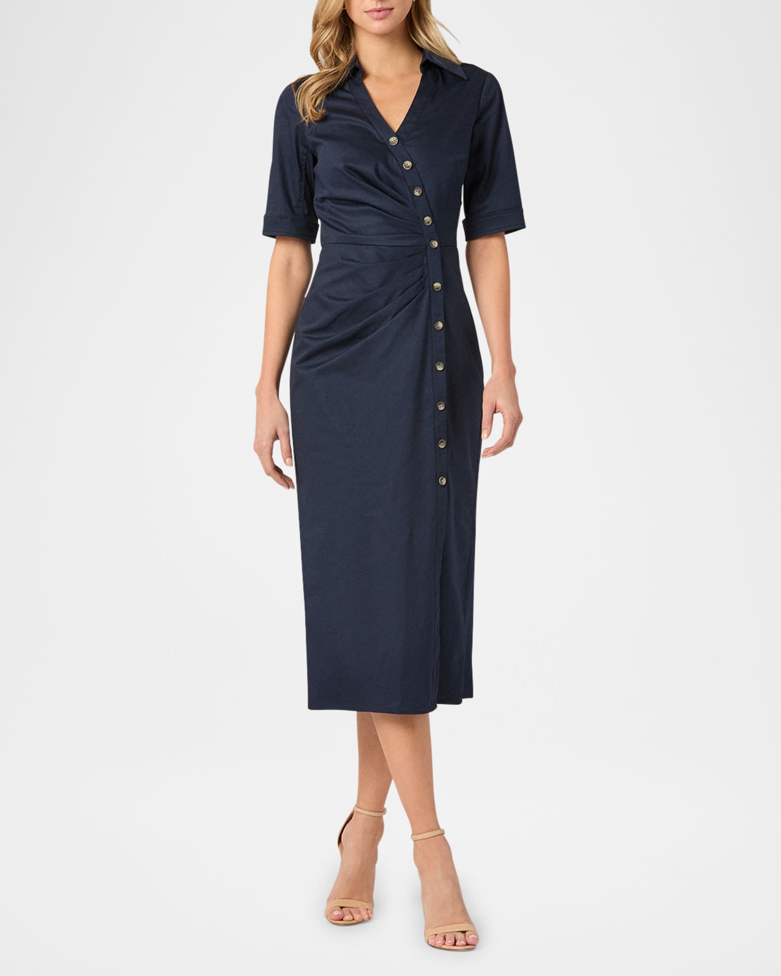 Margo Pleated Button-Front Midi Shirtdress 1