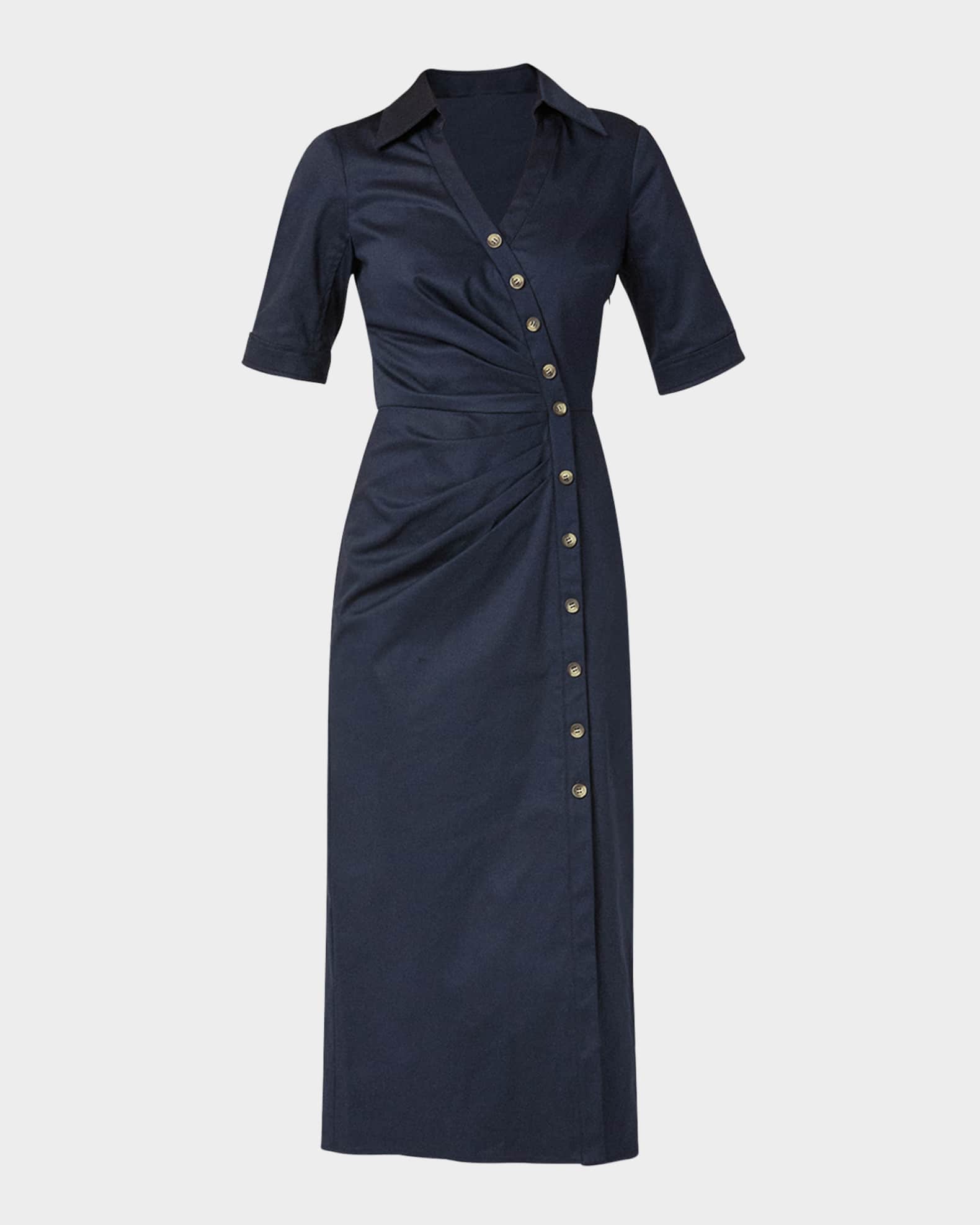 Margo Pleated Button-Front Midi Shirtdress 0