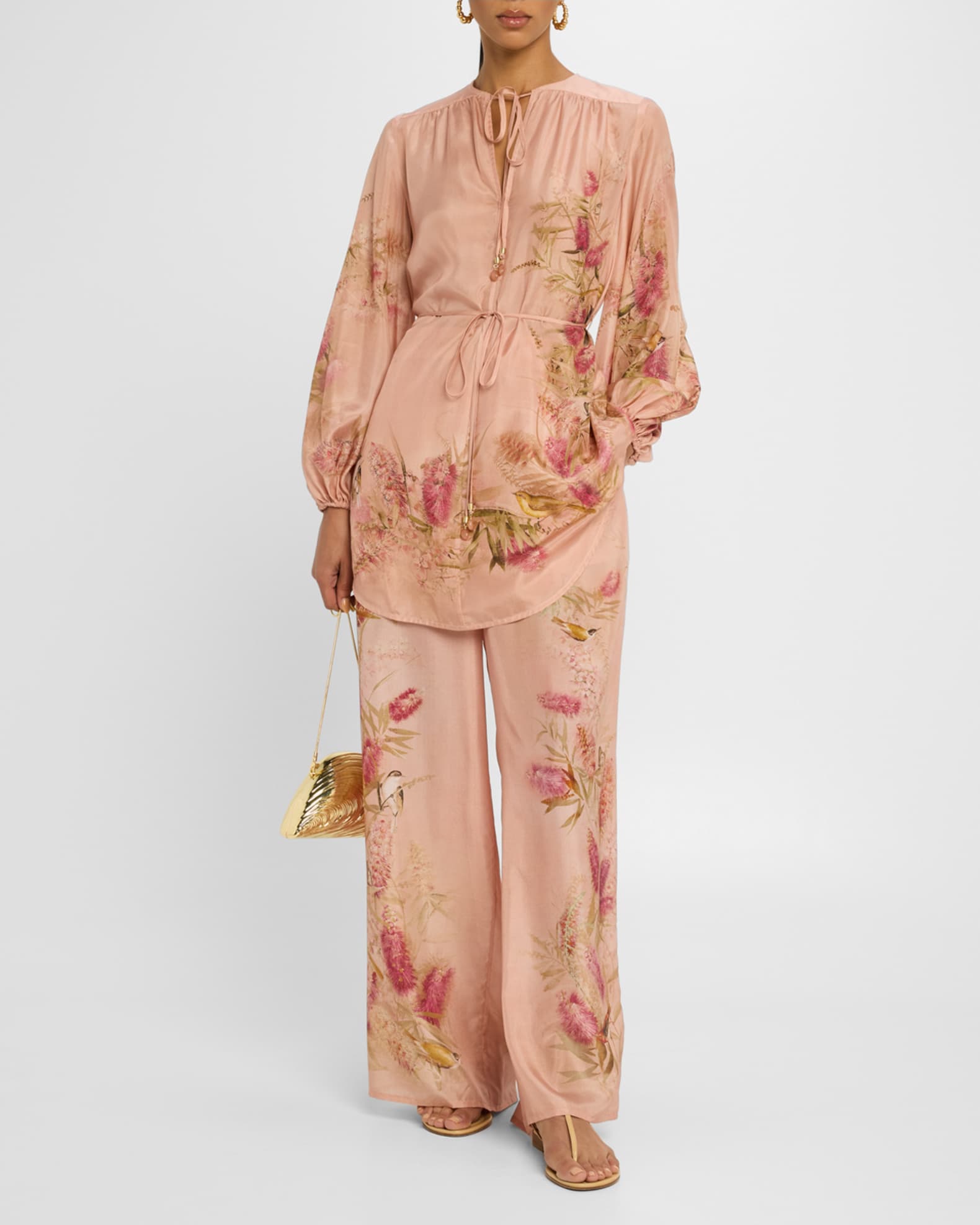 パンツ ZIMMERMANN CASCADIAN PRINTED SILK TROUSERS Zimmermann Cascadian Relaxed Silk Pants | Neiman Marcus