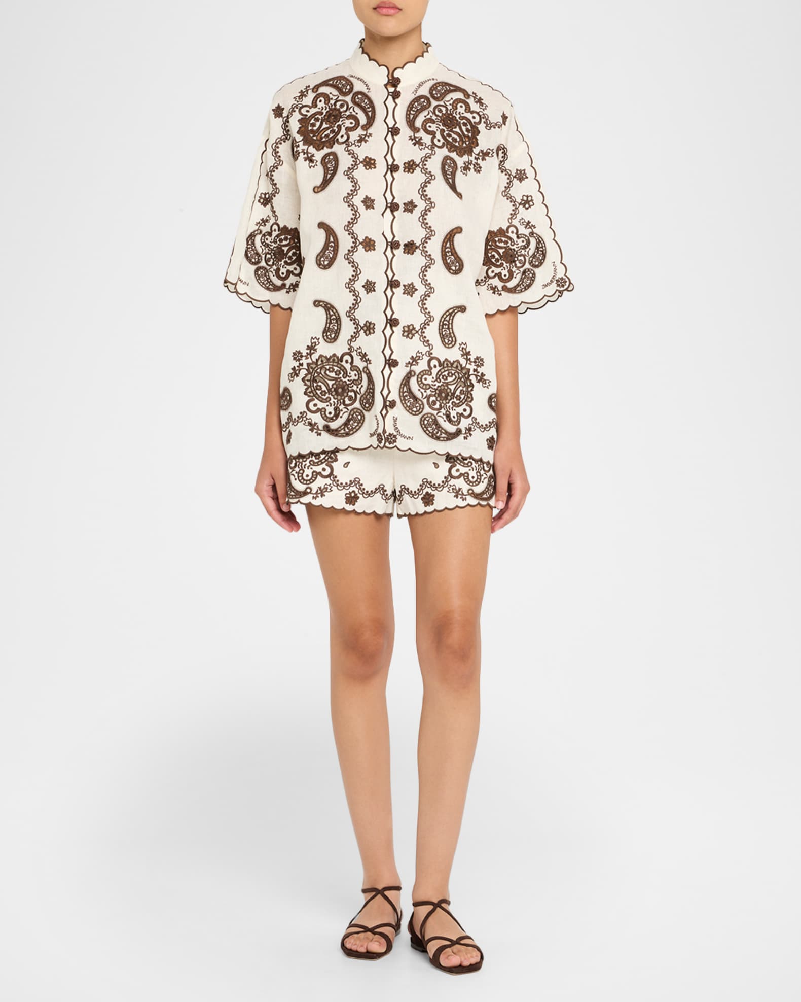 Zimmermann Ascension Embroidered Shirt | Neiman Marcus