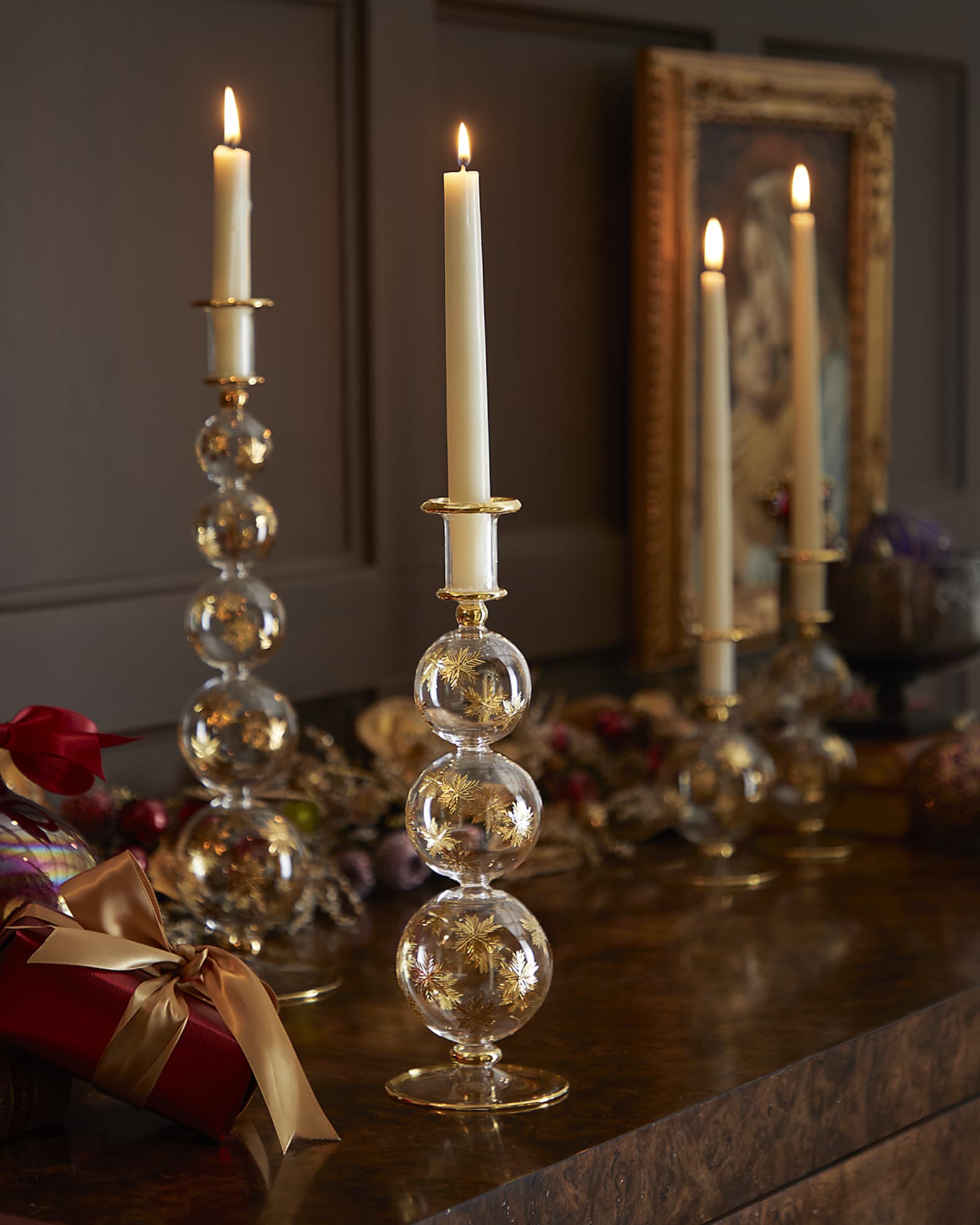11.6" Gold-Tone Snowflakes Candle Holder 0