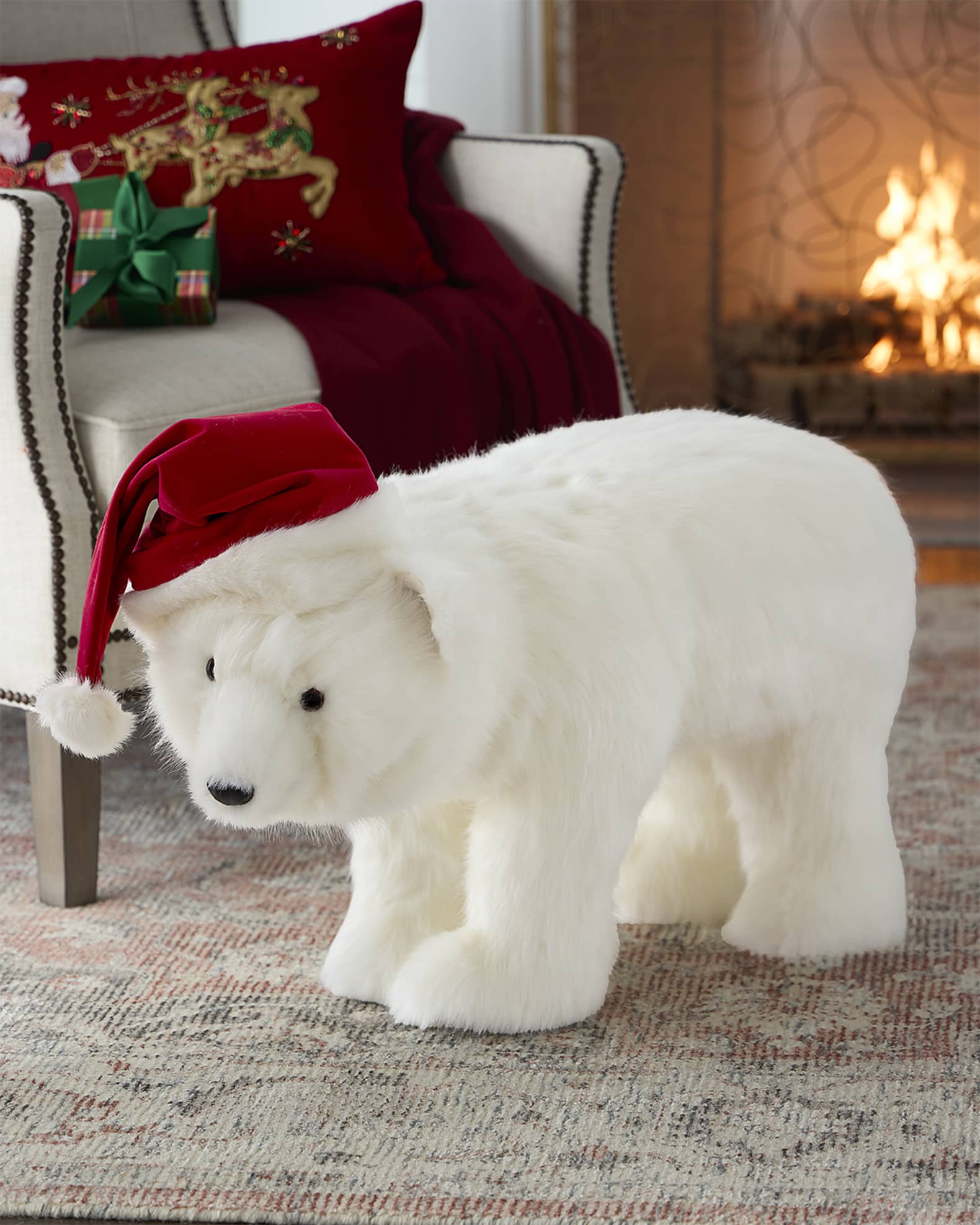 Peppermint Cheer White Diamond Footrest Christmas Decoration 0