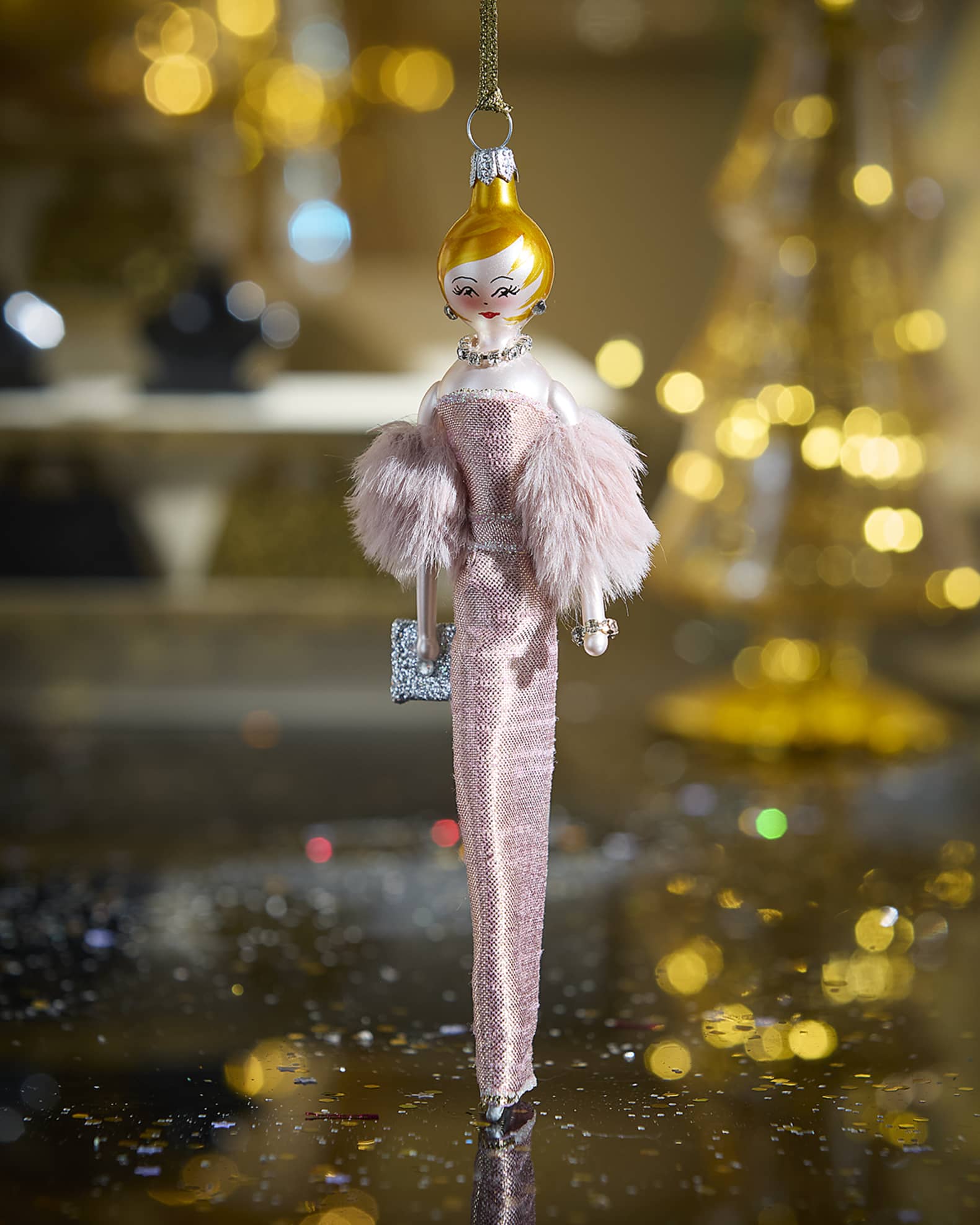 De Carlini Fashionista in Pink Gown Christmas Ornament Neiman Marcus