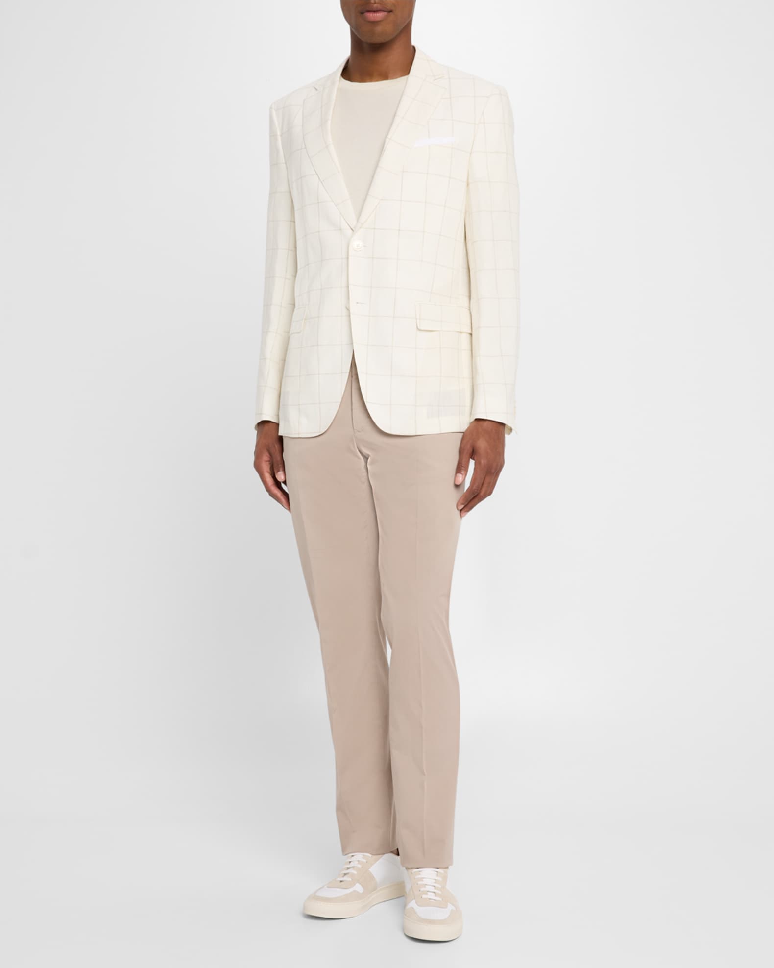 Men's Hutson Windowpane Linen-Wool Sport Coat 1