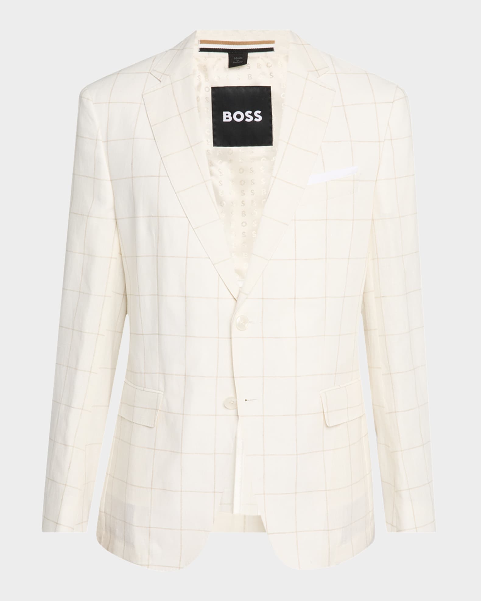 Men's Hutson Windowpane Linen-Wool Sport Coat 0