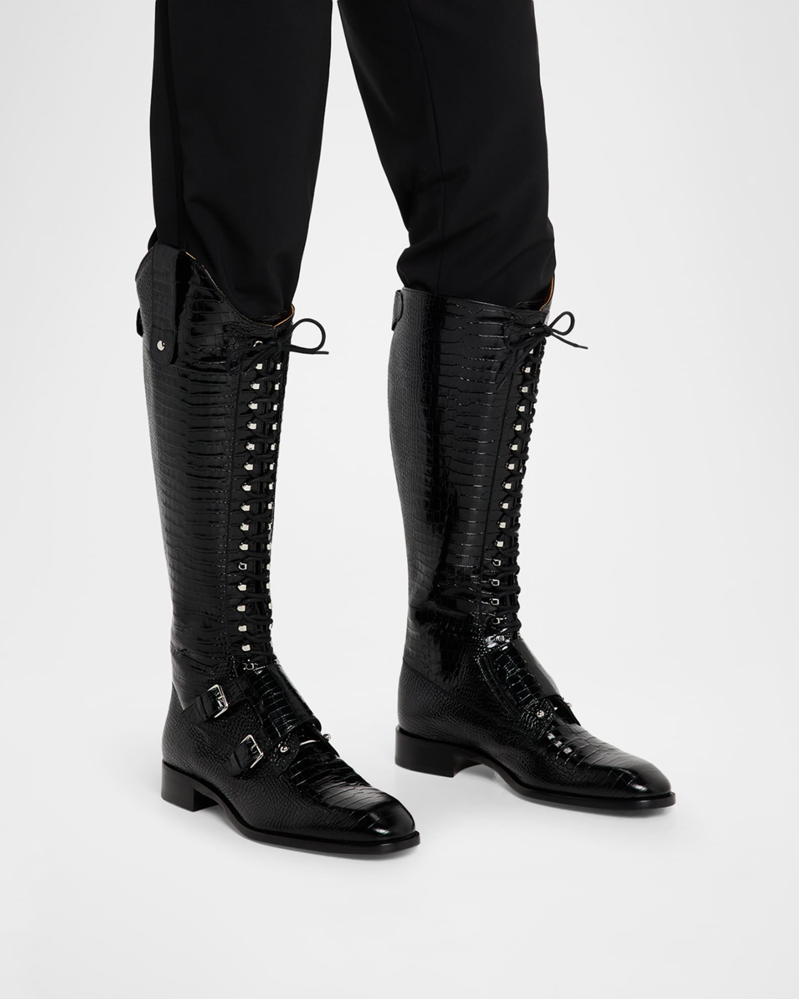 Christian Louboutin Men's Lord Chamb Calf Mini Ali Knee-High Boots