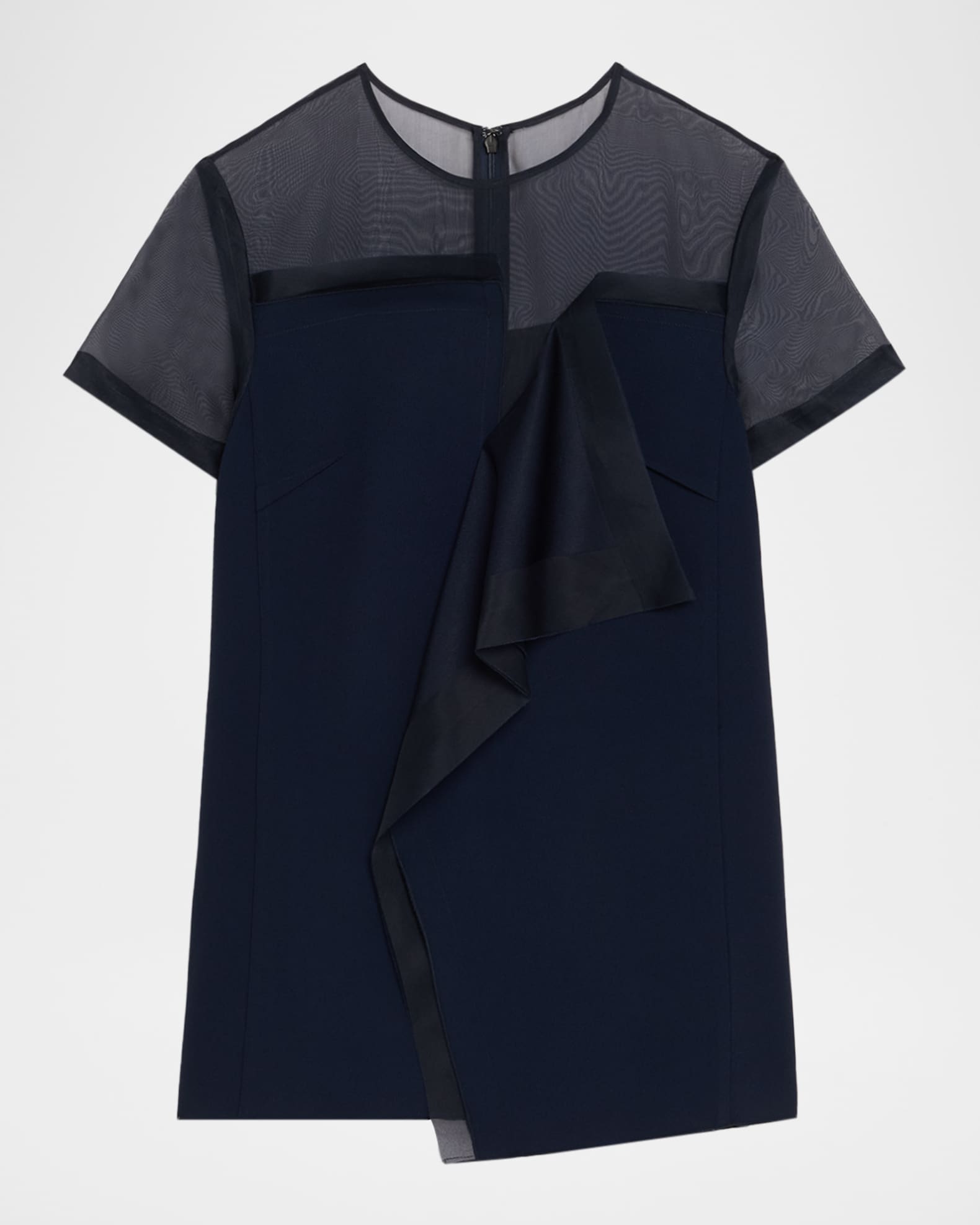 Asymmetrical Drape Crepe Back Satin Top 0