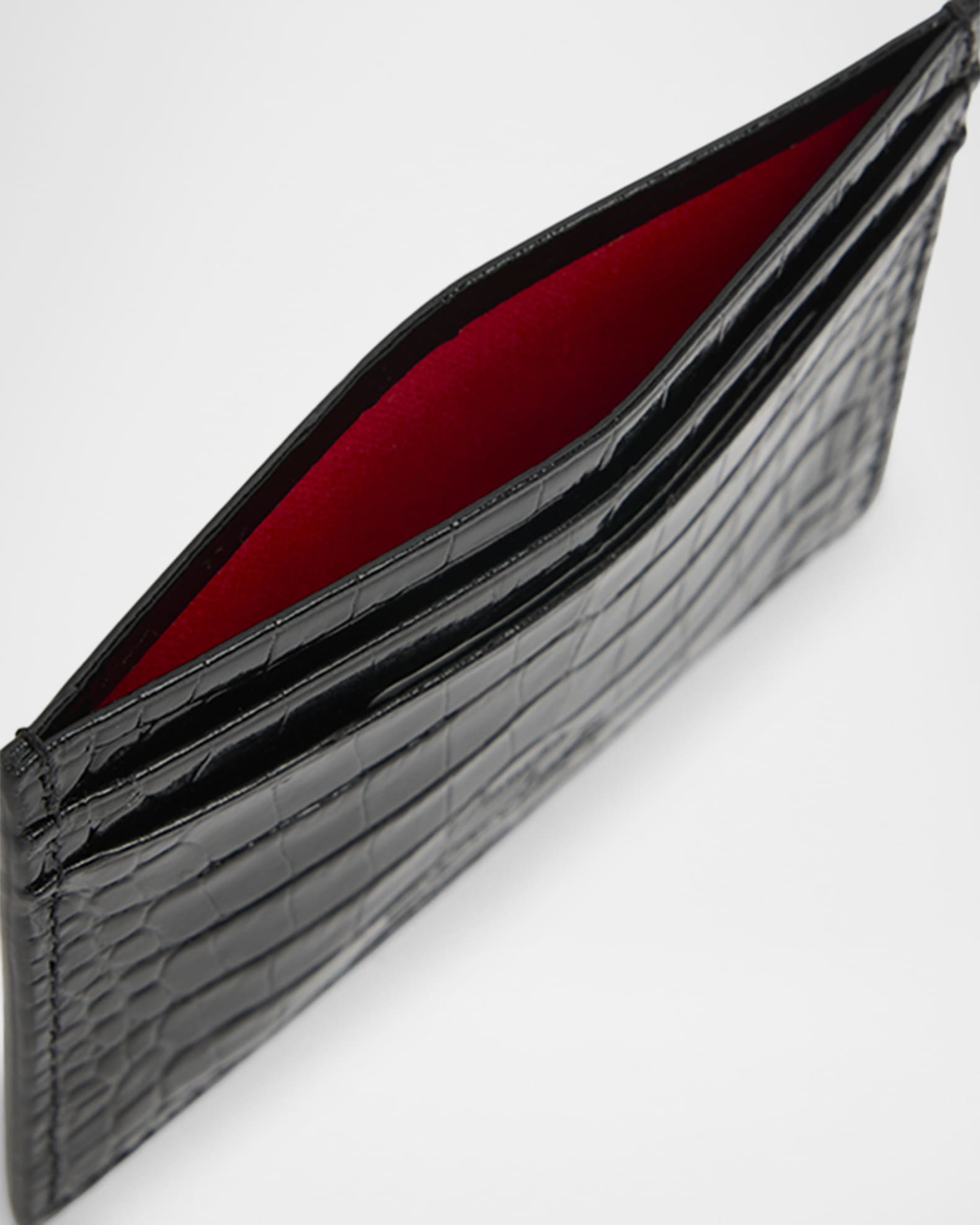 Christian Louboutin Men's Mooncrest Croc-Print Leather Card Holder