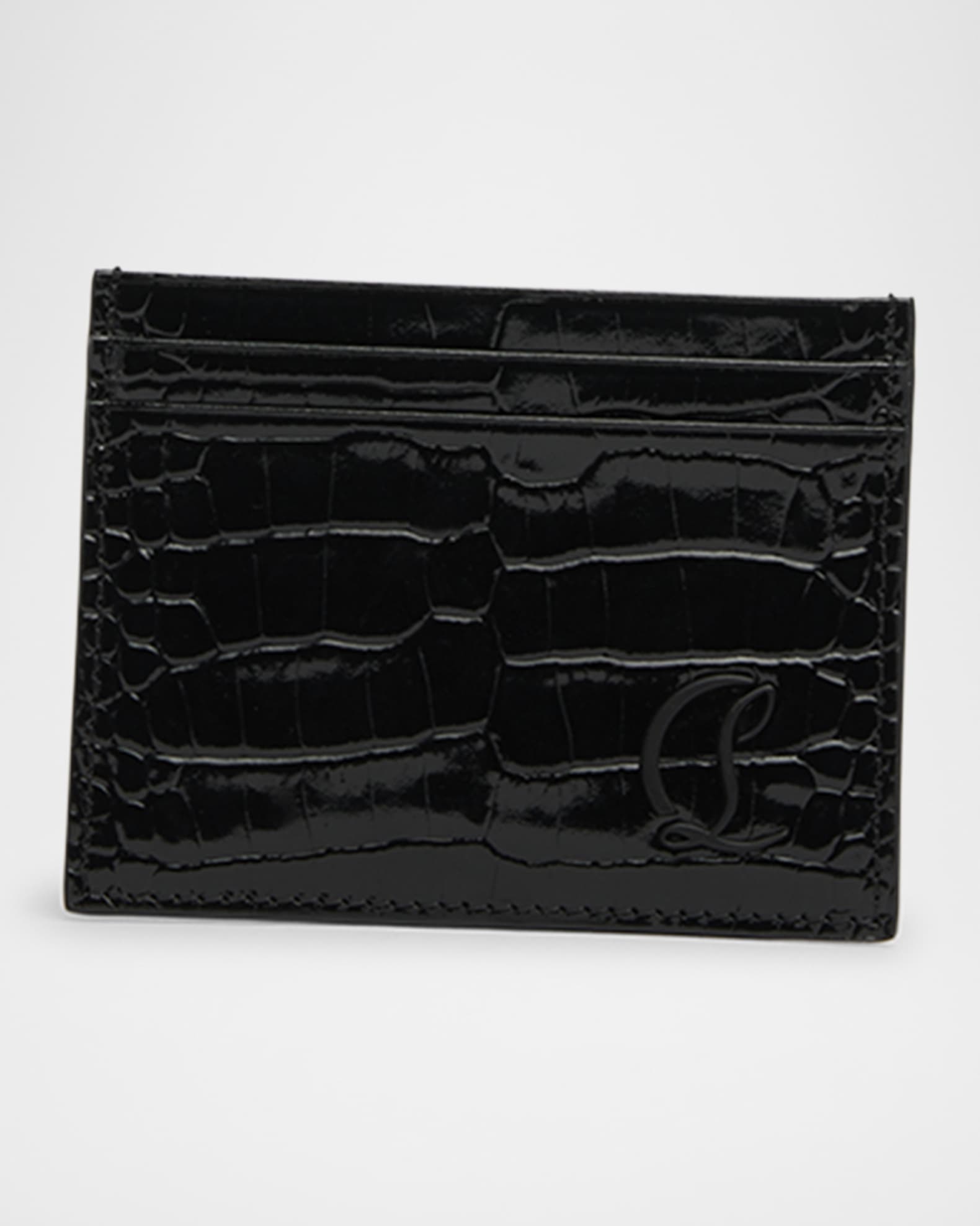 Christian Louboutin Men's Mooncrest Croc-Print Leather Card Holder