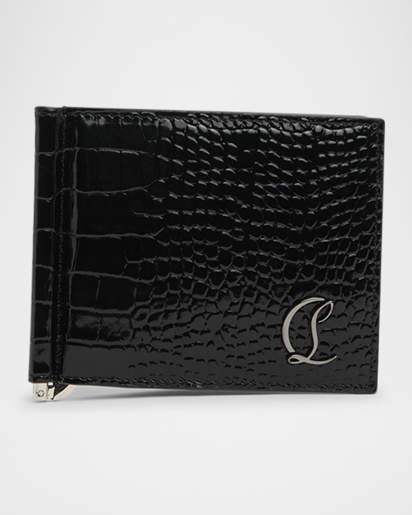 Christian Louboutin Men's Mooncrest Croc-Print Leather Money Clip