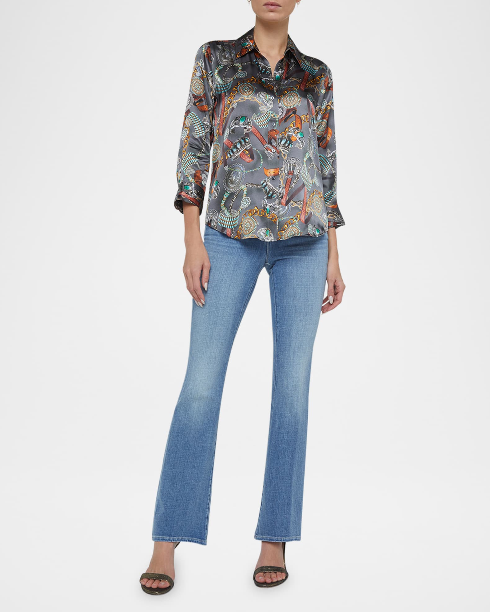Dani Button-Front Silk Blouse 1